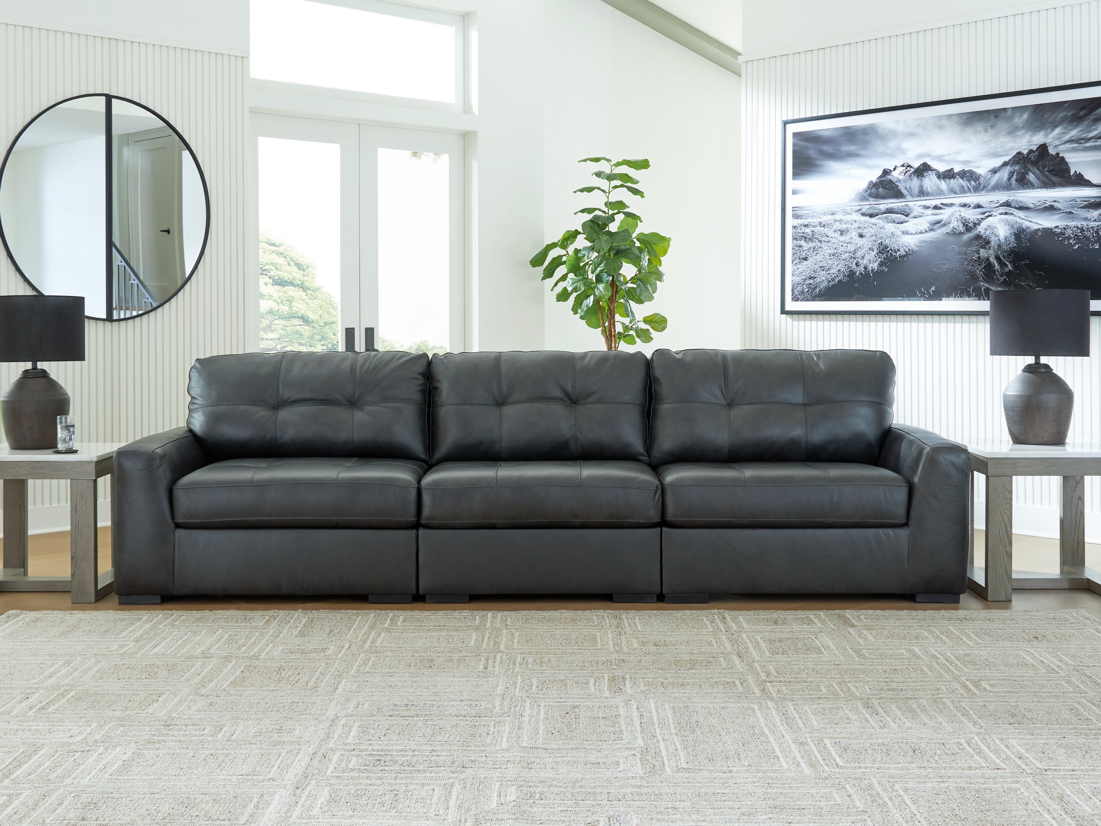 Prime Furniture - Ashley Furniture - Brindley Pier Sectional - RAF 3-Piece Sectional Sofa / Fog - 99503S2