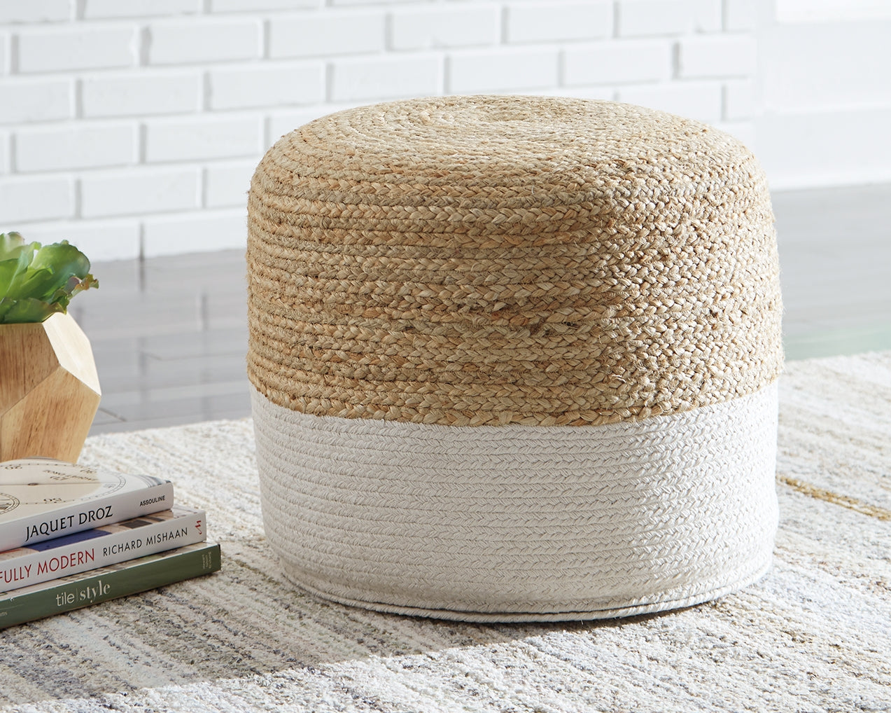 Prime Furniture - Ashley Furniture - Sweed Valley Pouf - Pouf / Natural/Black - A1000422