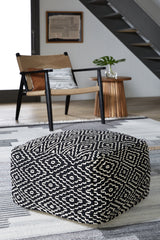Prime Furniture - Ashley Furniture - Jasett Pouf - Pouf / Black/Ivory - A1001058