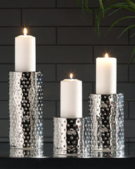 Prime Furniture - Ashley Furniture - Marisa Candle Holder - Candle Holder Set (3/CN) / Silver Finish - A2000460
