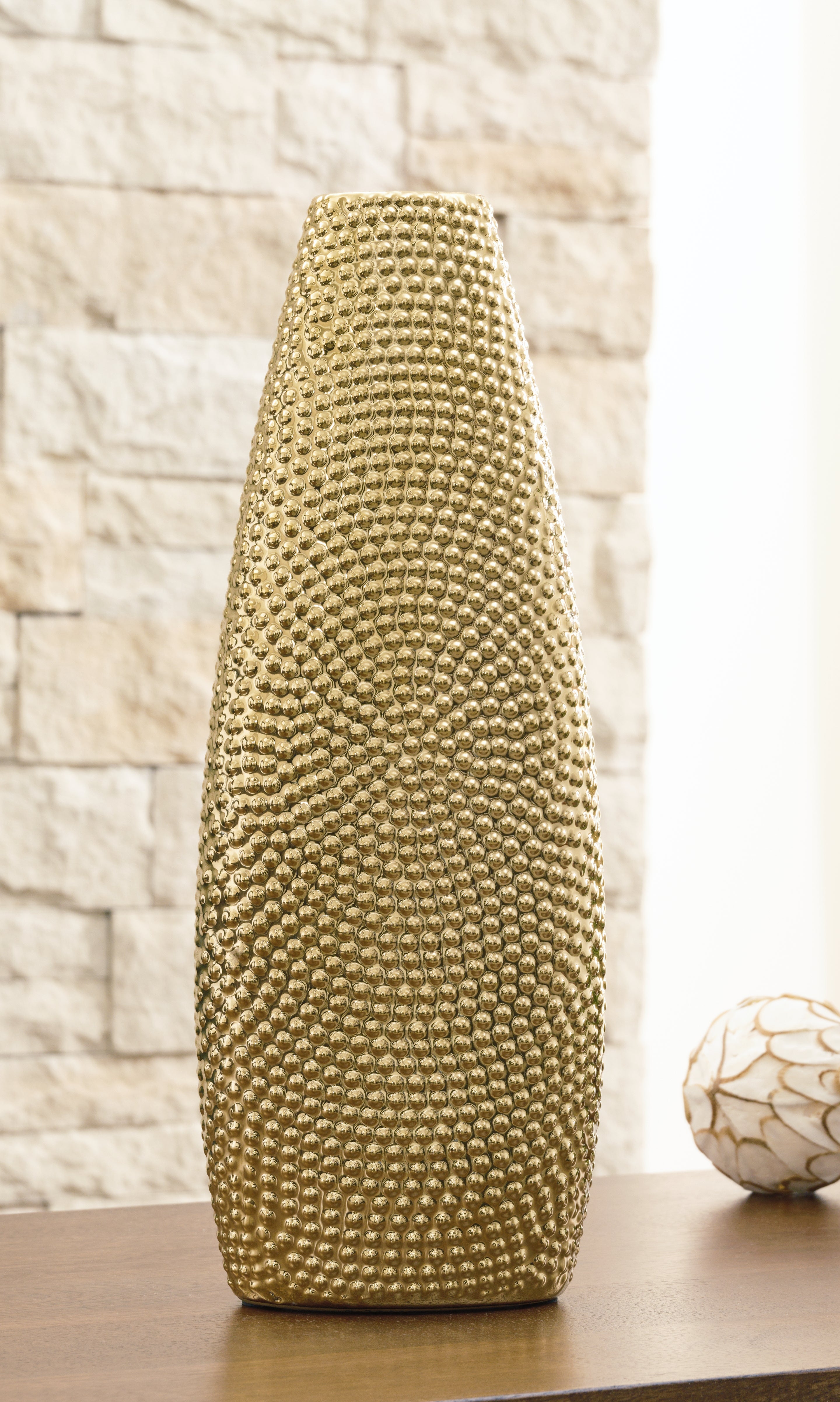 Prime Furniture - Ashley Furniture - Efim Vase - Vase / Gold Finish - A2000576