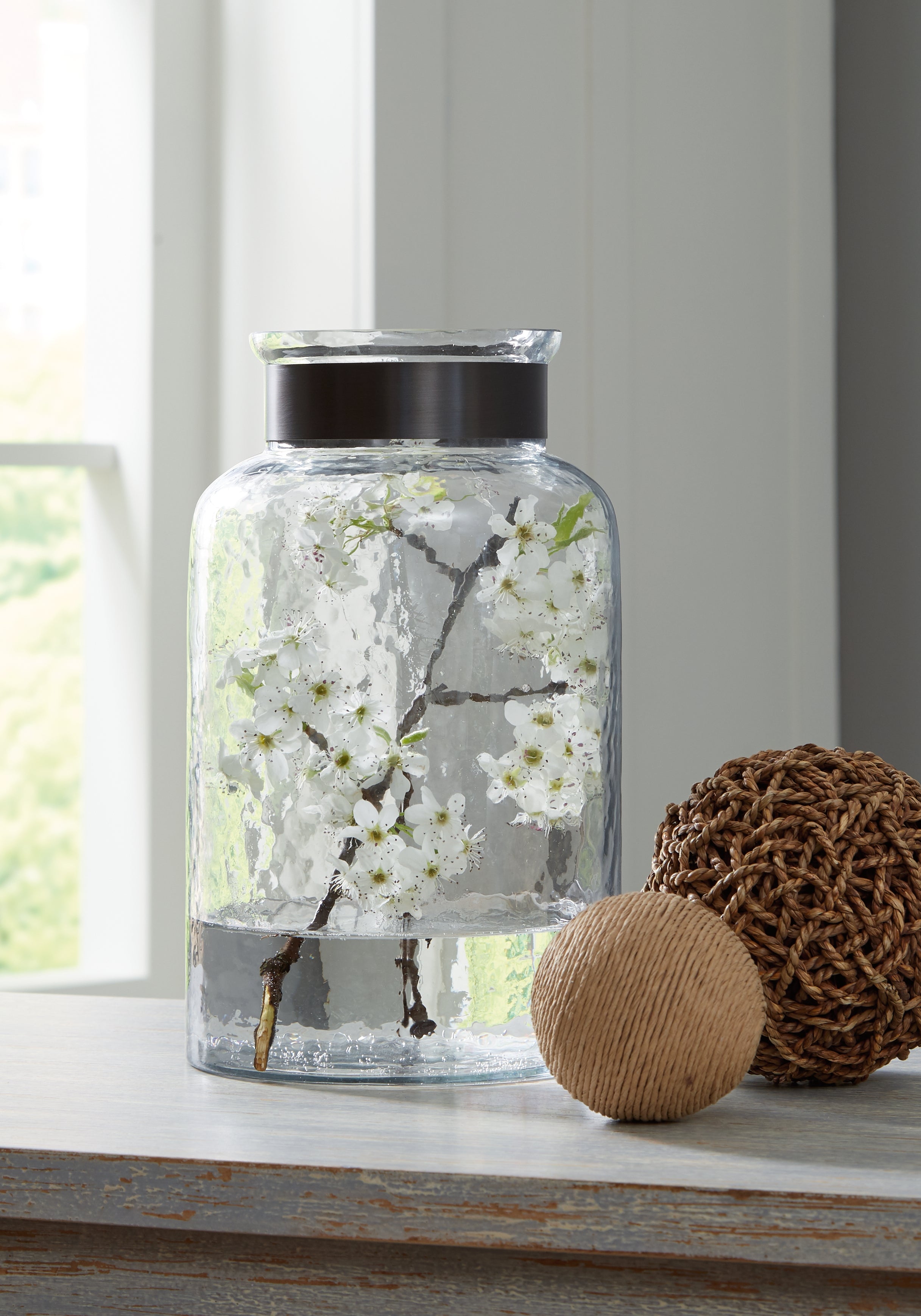 Prime Furniture - Ashley Furniture - Lukasvale Vase - Vase / Clear/Pewter Finish - A2000585