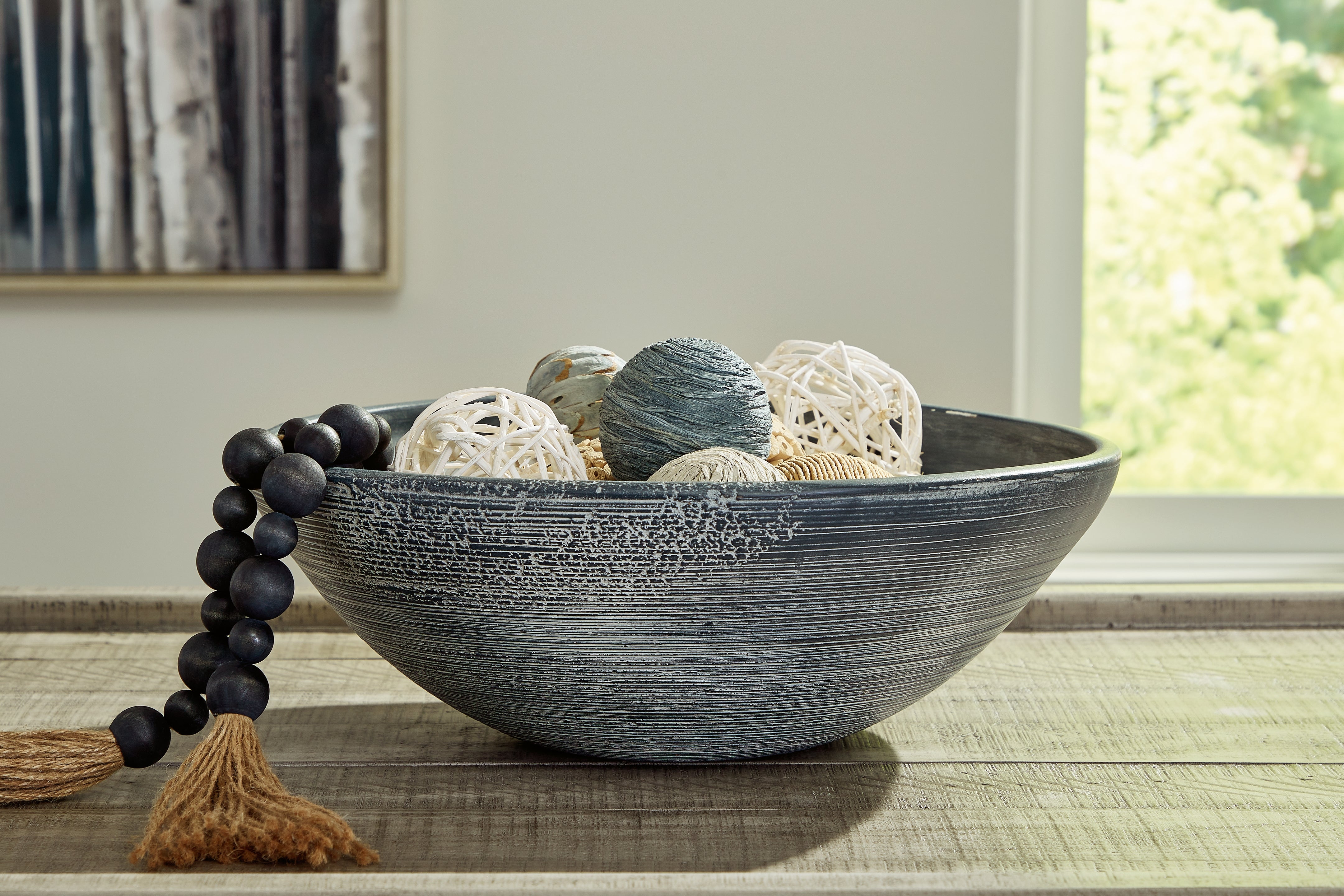 Prime Furniture - Ashley Furniture - Meadie Bowl - Bowl / Distressed Black - A2000792