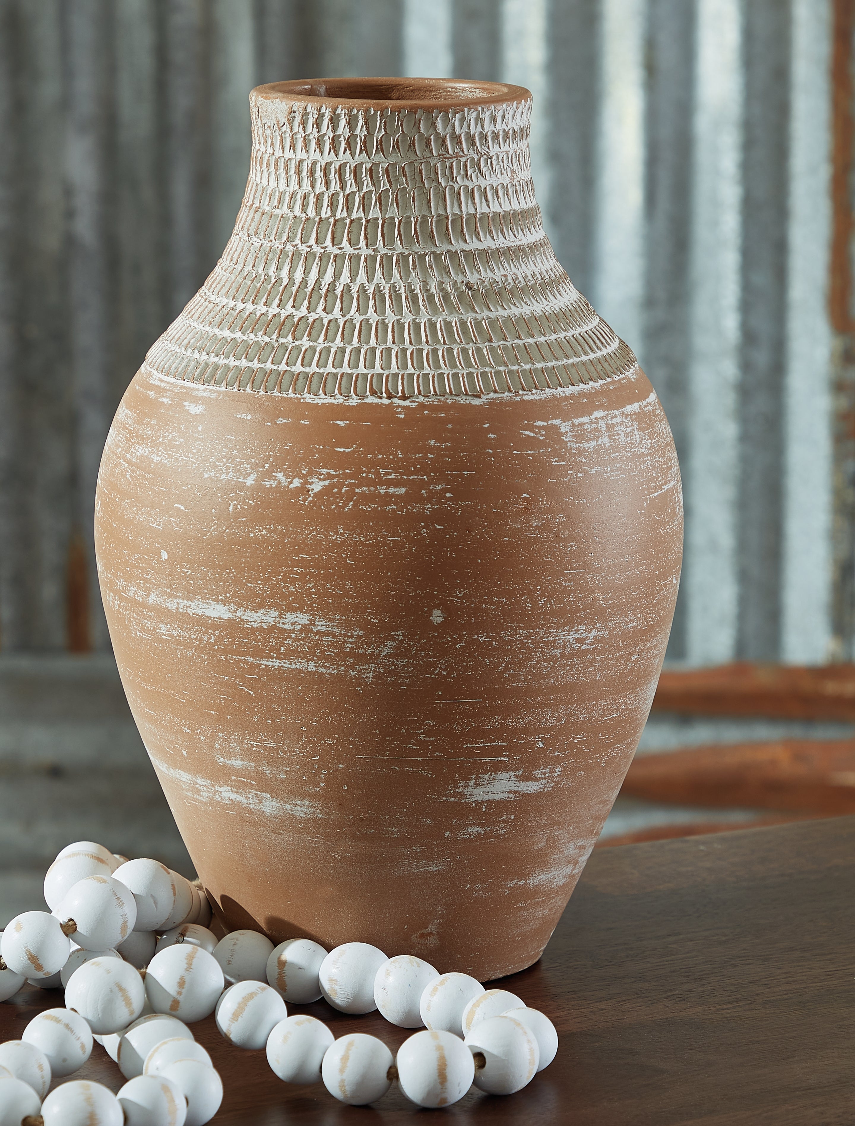Prime Furniture - Ashley Furniture - Reclove Vase - Vase / Distressed White - A2000642