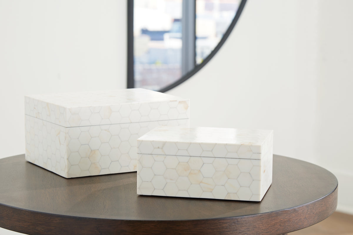 Prime Furniture - Ashley Furniture - Aldenburg Box (Set of 2) - Box Set (Set of 2) / Cream - A2000690