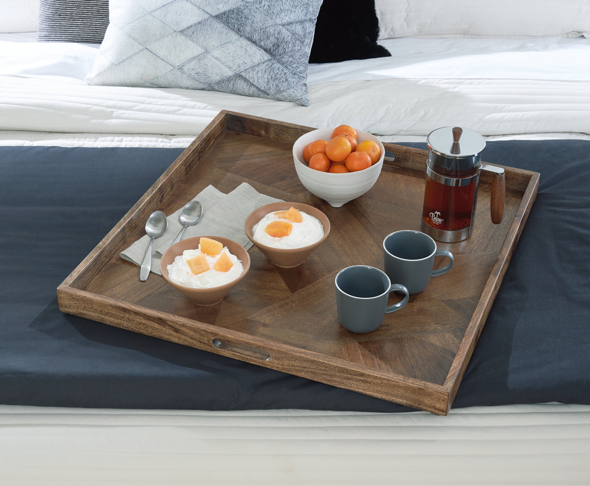 Prime Furniture - Ashley Furniture - Heddford Tray - Tray / Brown - A2000722