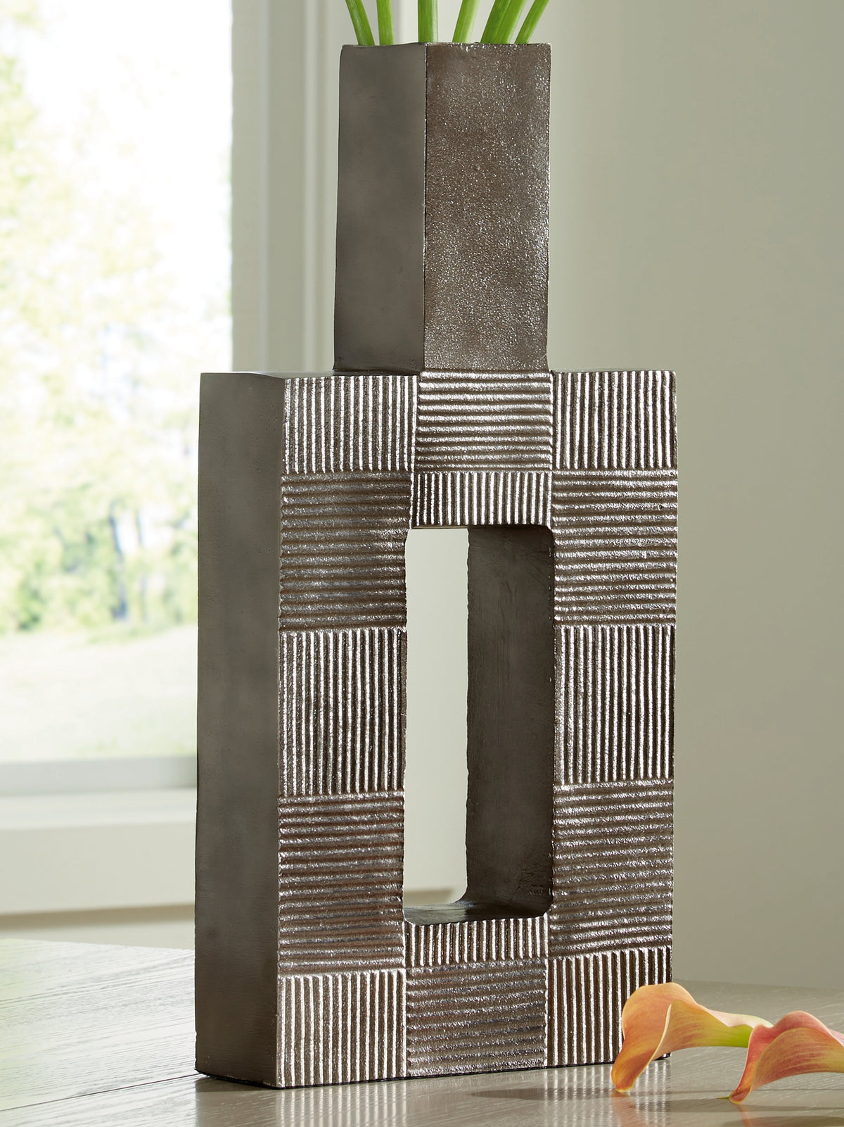 Prime Furniture - Ashley Furniture - Wrengrove Vase - Vase / Antique Nickel Finish - A2000754