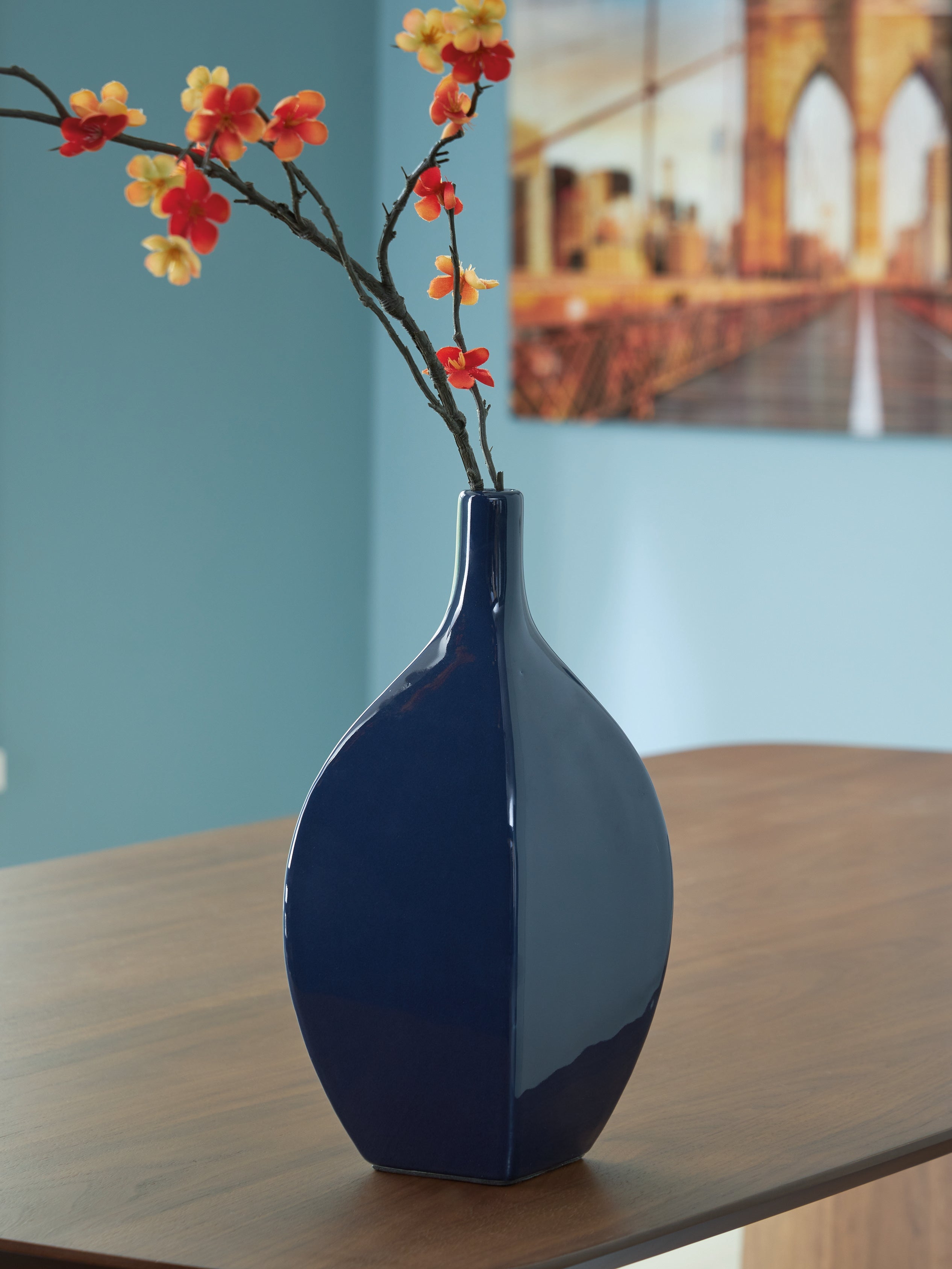Prime Furniture - Ashley Furniture - Abtinson Vase - Vase / Navy - A2900032