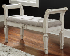 Prime Furniture - Ashley Furniture - Realyn Accent Bench - Accent Bench / Antique White / 46"W x 16"D x 26"H - A3000157