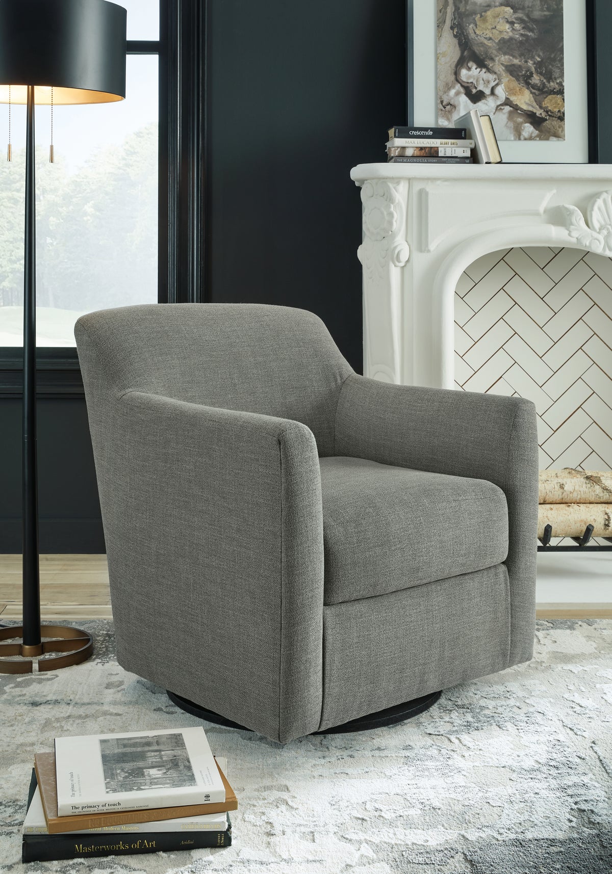 Prime Furniture - Ashley Furniture - Bradney Swivel Accent Chair - Swivel Accent Chair / Fossil - A3000324