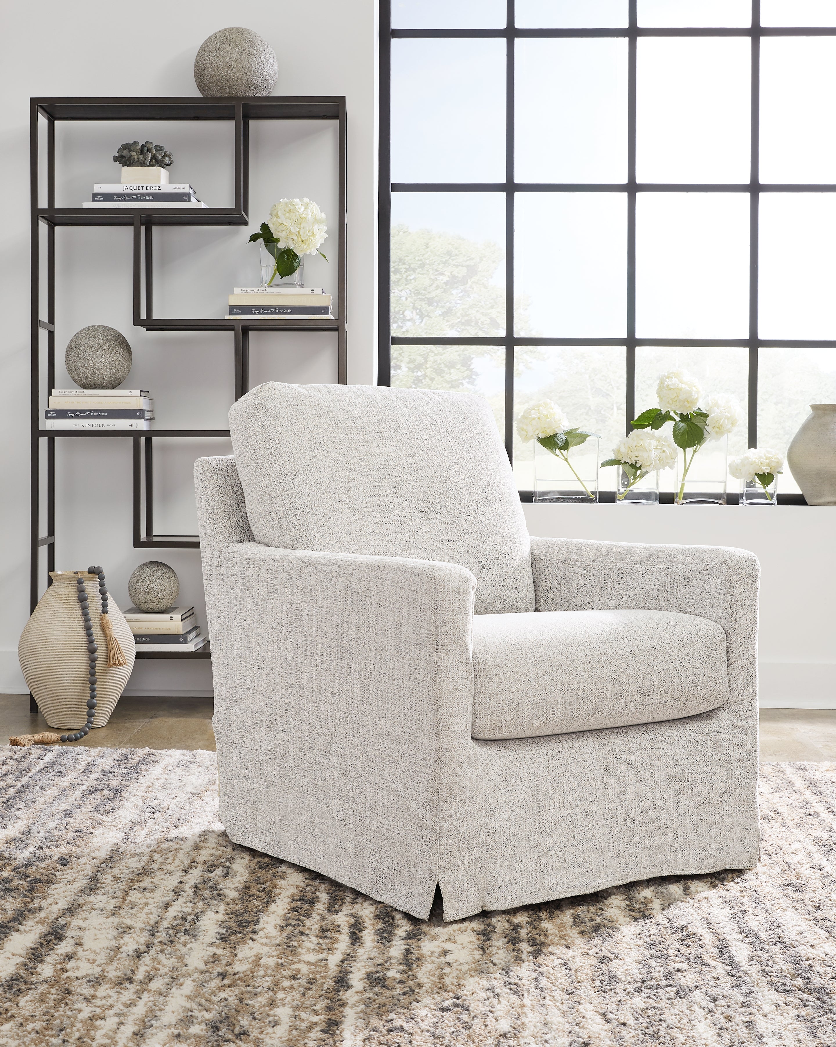 Prime Furniture - Ashley Furniture - Nenana Next-Gen Nuvella Swivel Glider Accent Chair - Swivel Glider Accent Chair / Stone - A3000644