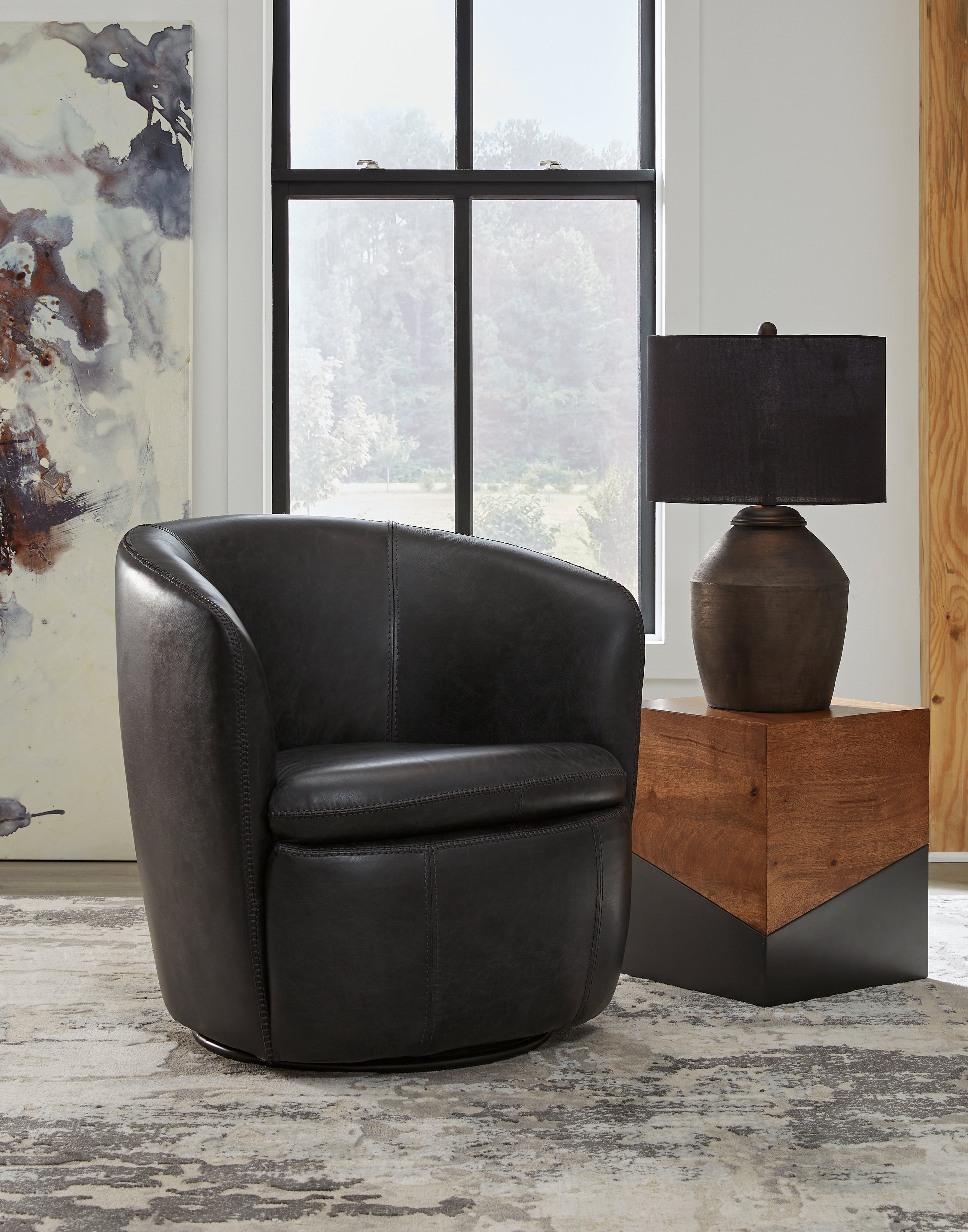 Prime Furniture - Ashley Furniture - Kierreys Swivel Accent Chair - Swivel Accent Chair / Midnight - A3000702