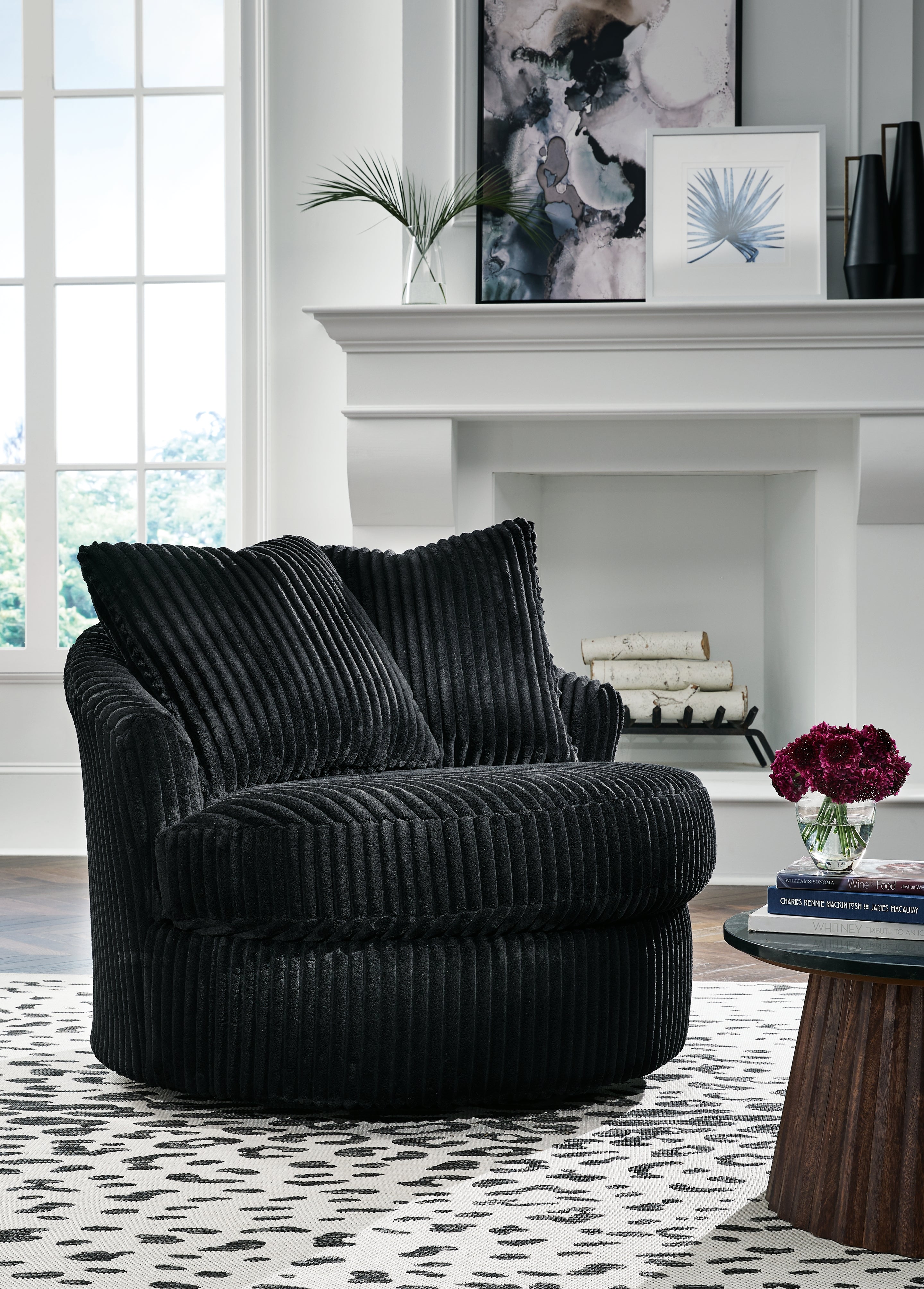 Prime Furniture - Ashley Furniture - Gramwell Swivel Accent Chair - Swivel Accent Chair / Onyx - A3000725