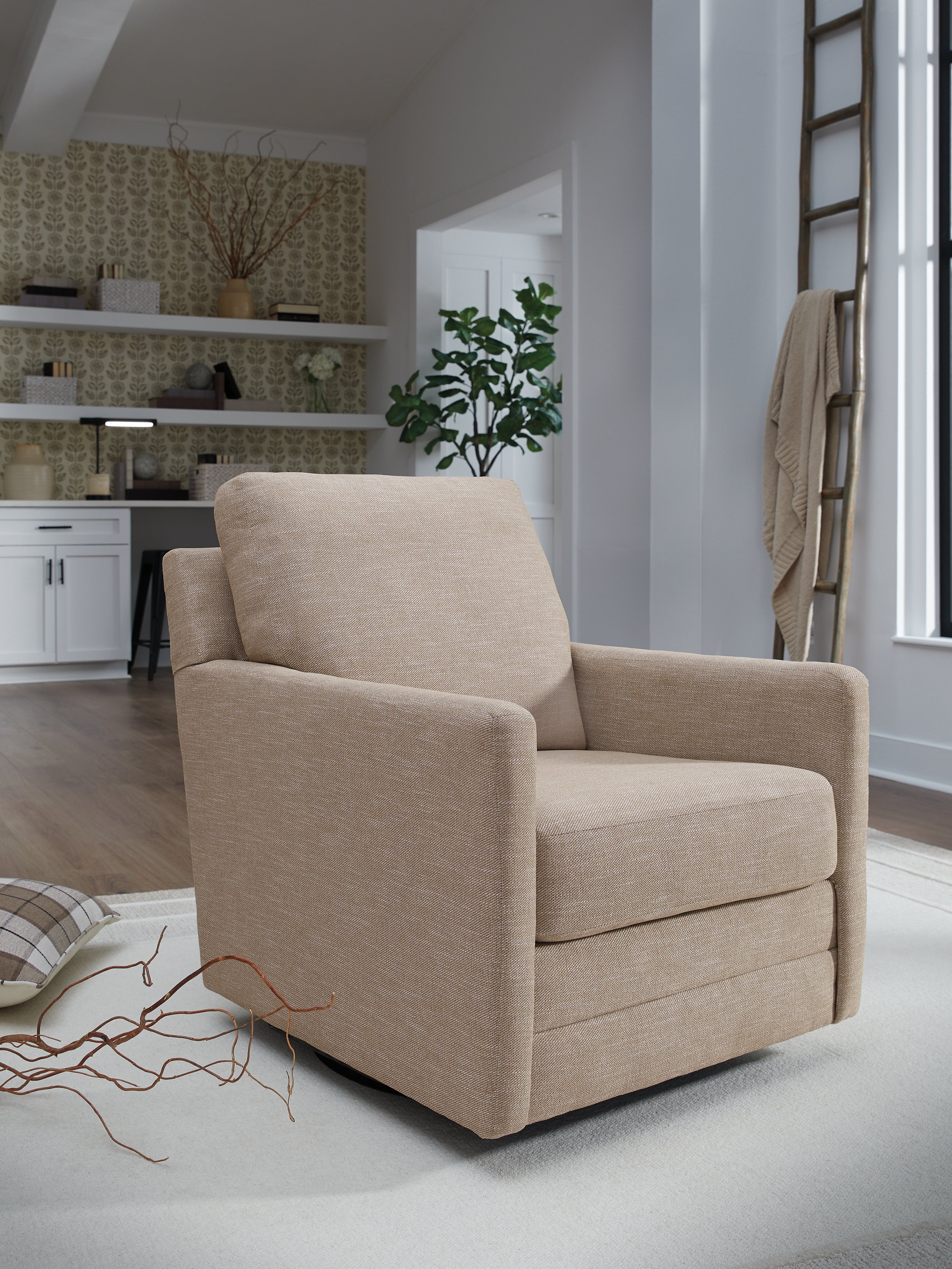 Prime Furniture - Ashley Furniture - Freybourne Next-Gen Nuvella Swivel Accent Chair - Swivel Accent Chair / Twill - A3000736