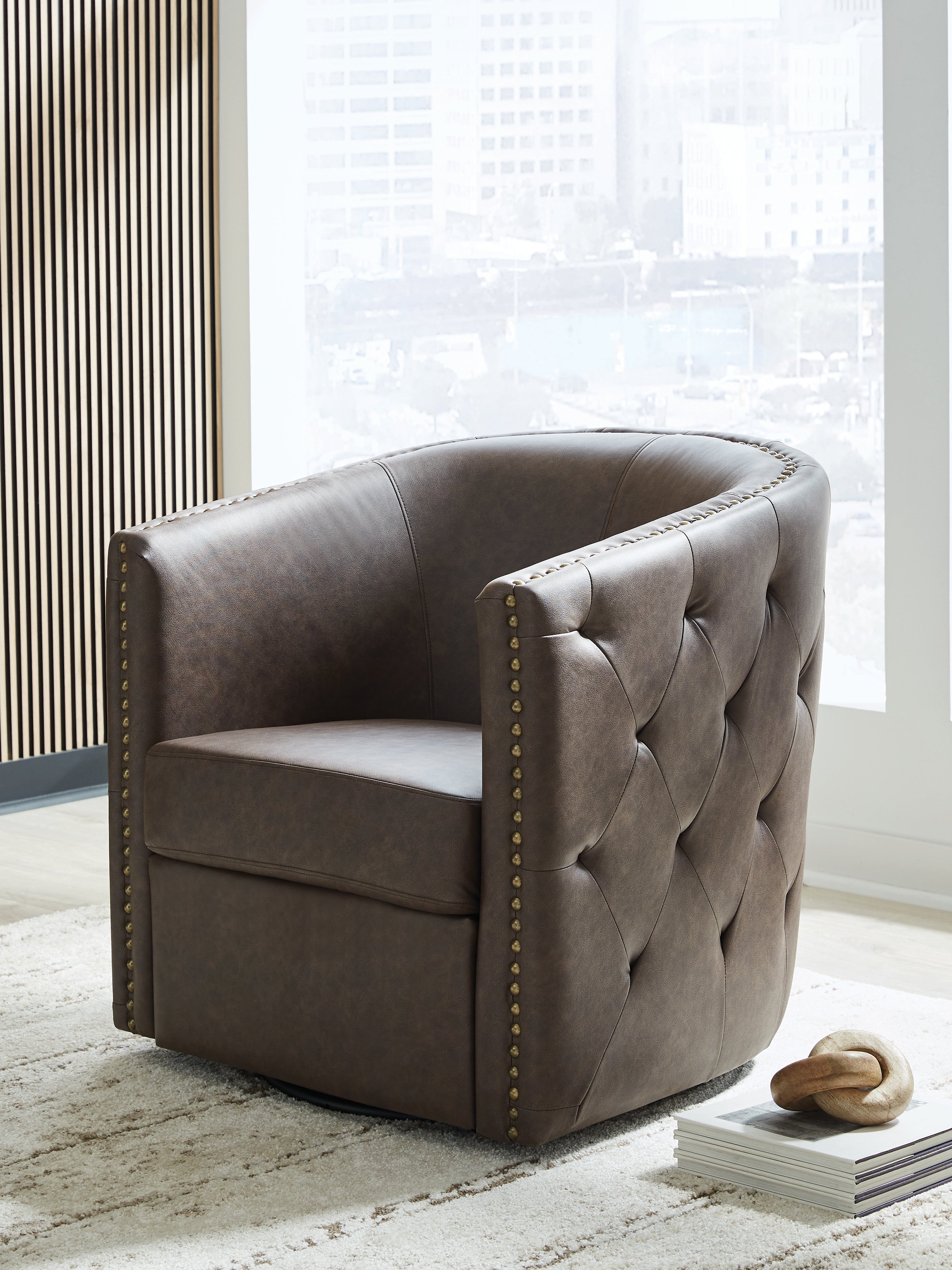 Prime Furniture - Ashley Furniture - Brentlow Swivel Accent Chair - Swivel Accent Chair / Granite - A3000741