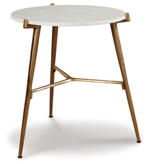 Prime Furniture - Ashley Furniture - Chadton Accent Table - Accent Table / White/Gold Finish - A4000004