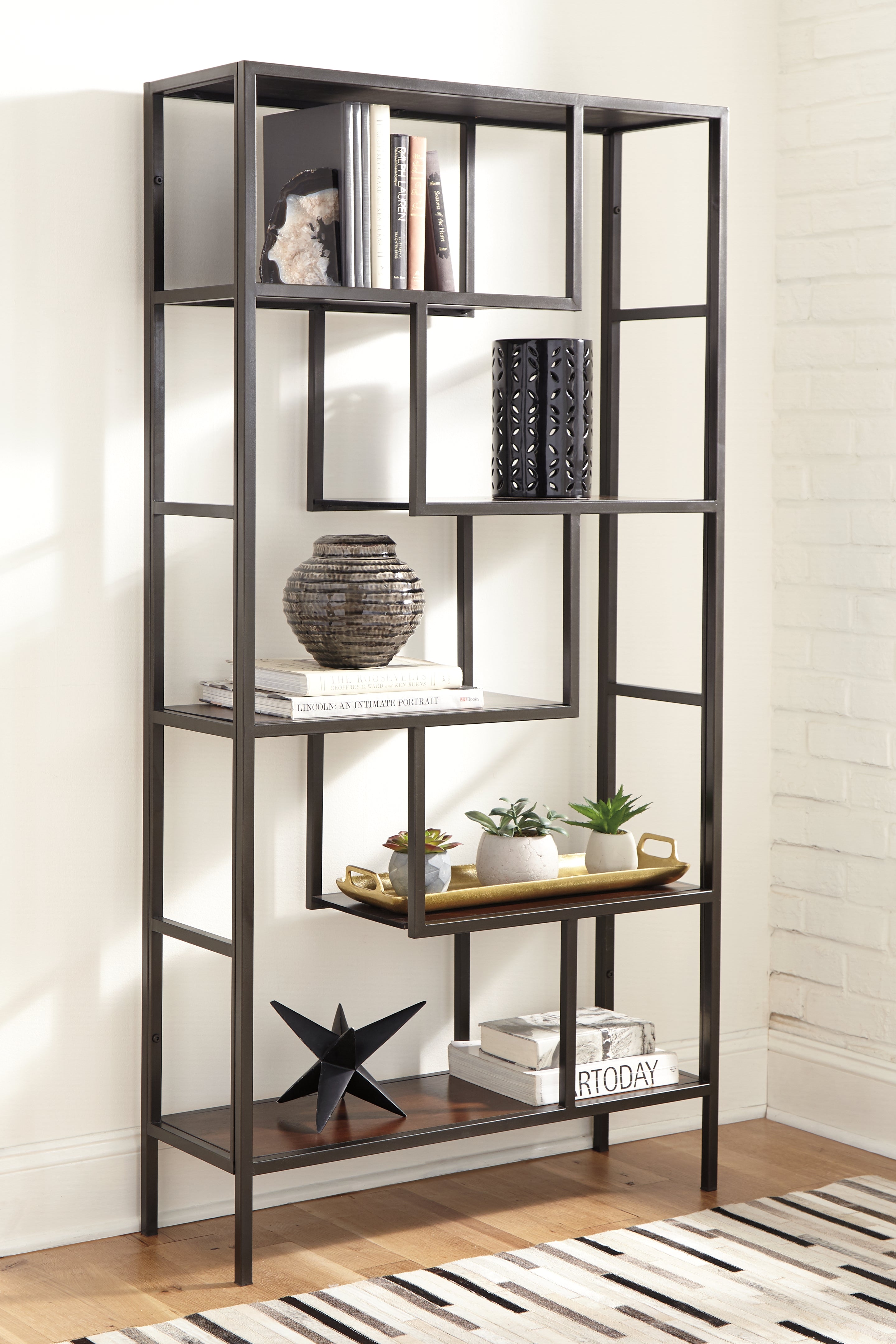 Prime Furniture - Ashley Furniture - Frankwell Bookcase - Bookcase / Brown/Black - A4000021