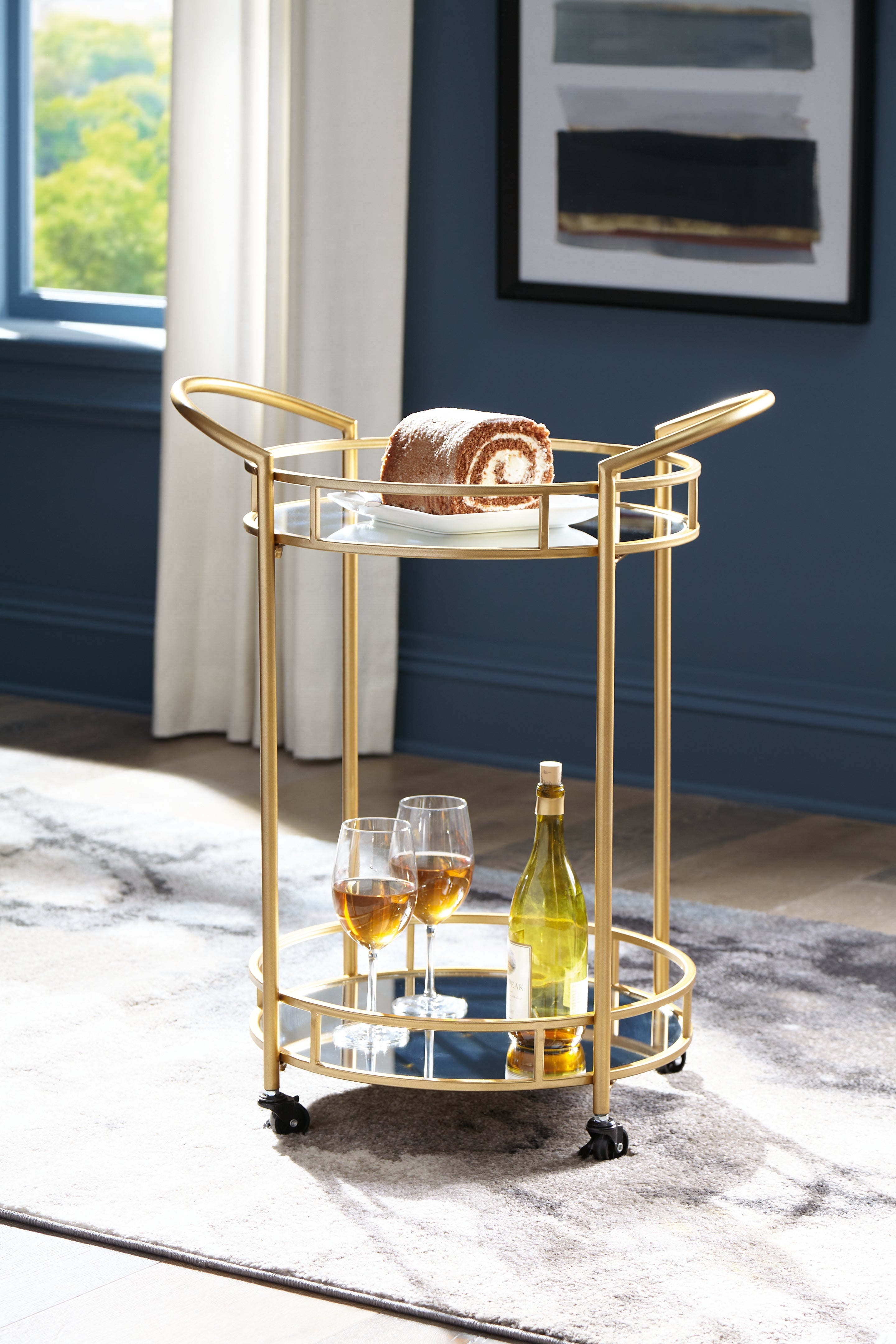 Prime Furniture - Ashley Furniture - Wynora Bar Cart - Bar Cart / Gold - A4000099