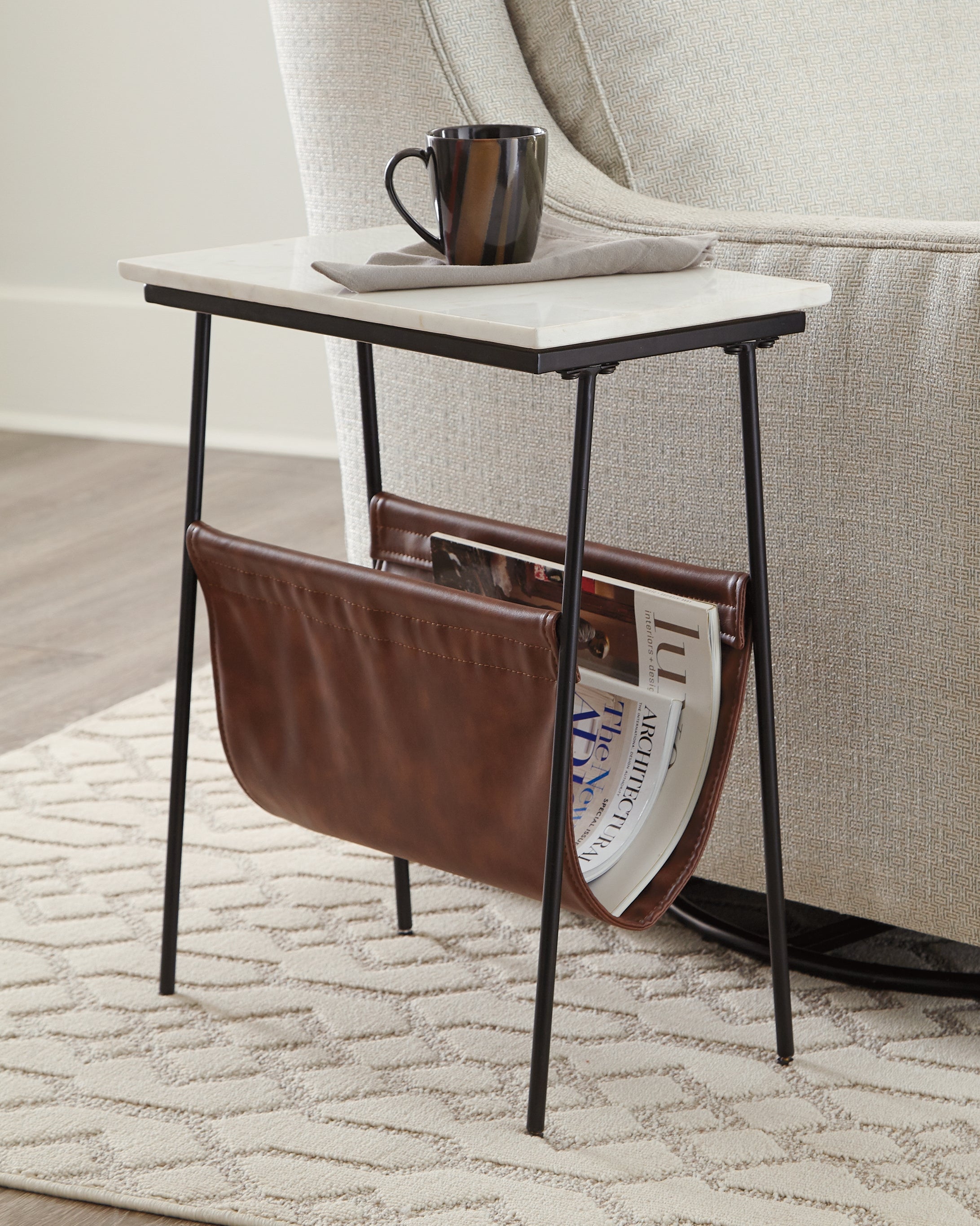 Prime Furniture - Ashley Furniture - Etanbury Accent Table - Accent Table / Brown/Black/White - A4000254