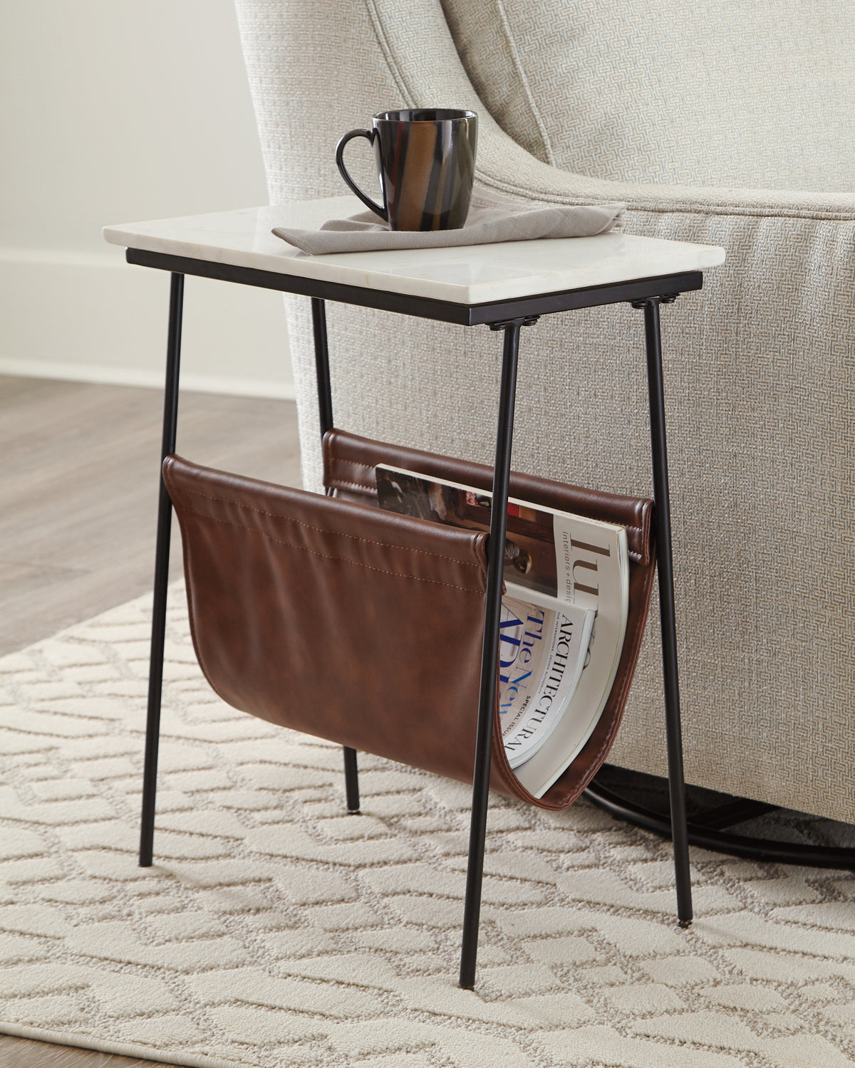 Prime Furniture - Ashley Furniture - Etanbury Accent Table - Accent Table / Brown/Black/White - A4000254