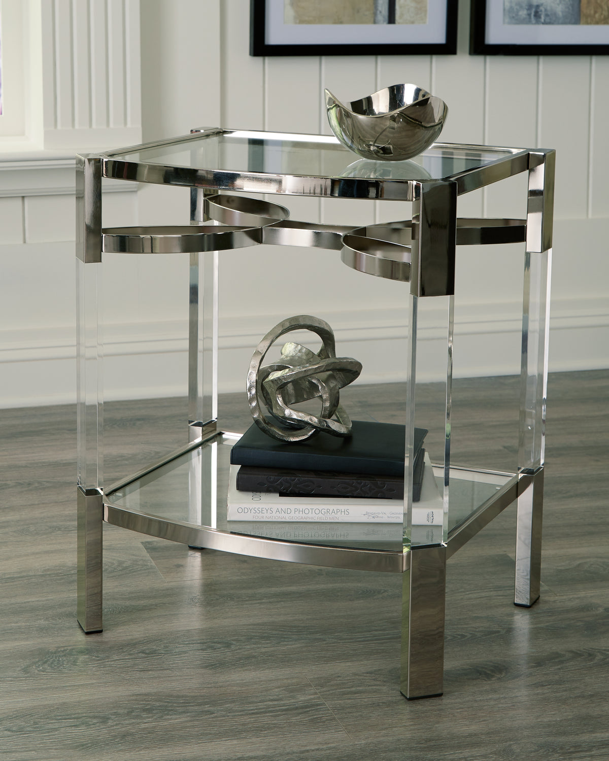 Prime Furniture - Ashley Furniture - Chaseton Accent Table - Accent Table / Clear/Silver Finish - A4000334