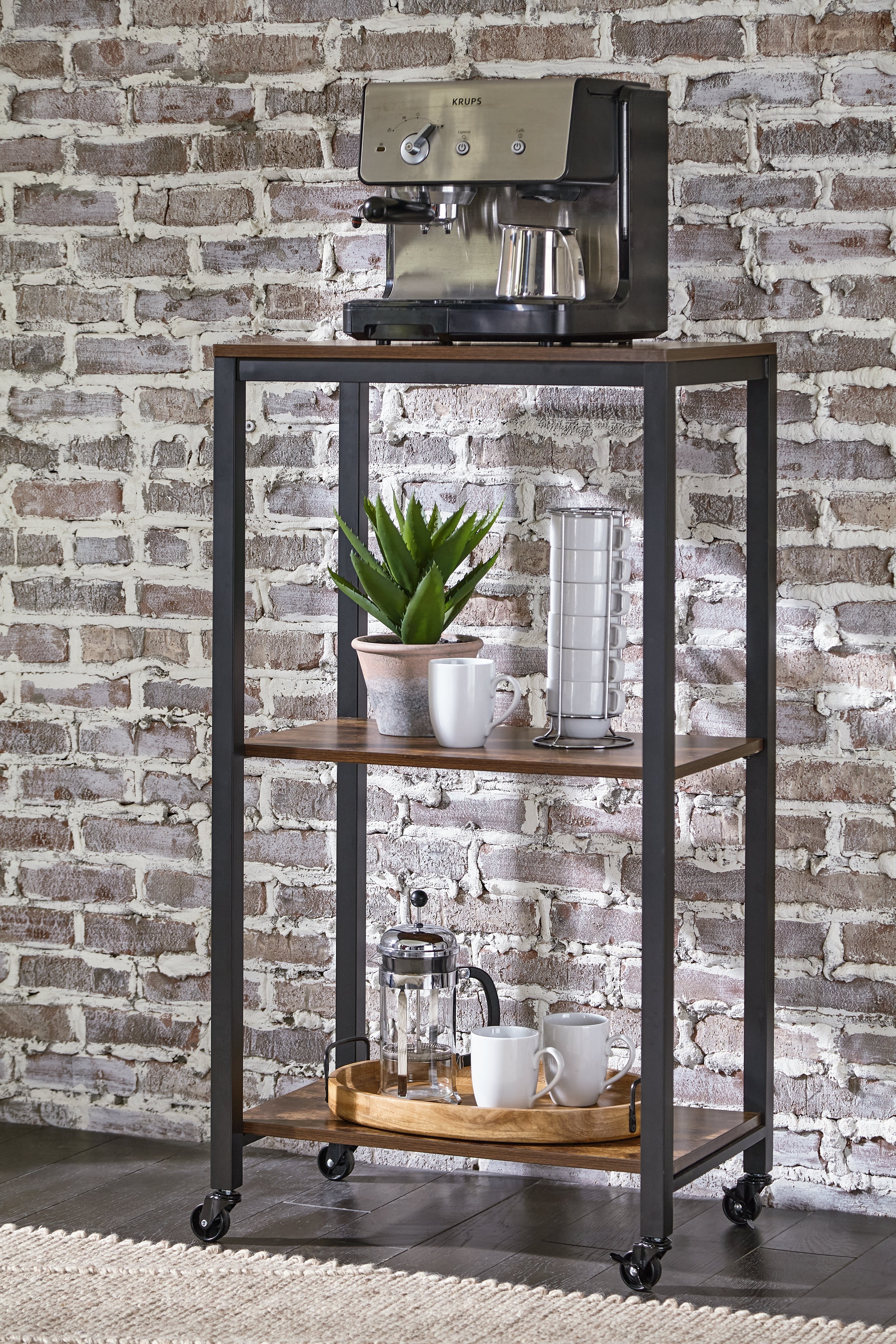 Prime Furniture - Ashley Furniture - Bevinfield Bar Cart - Bar Cart / Brown/Black - A4000394