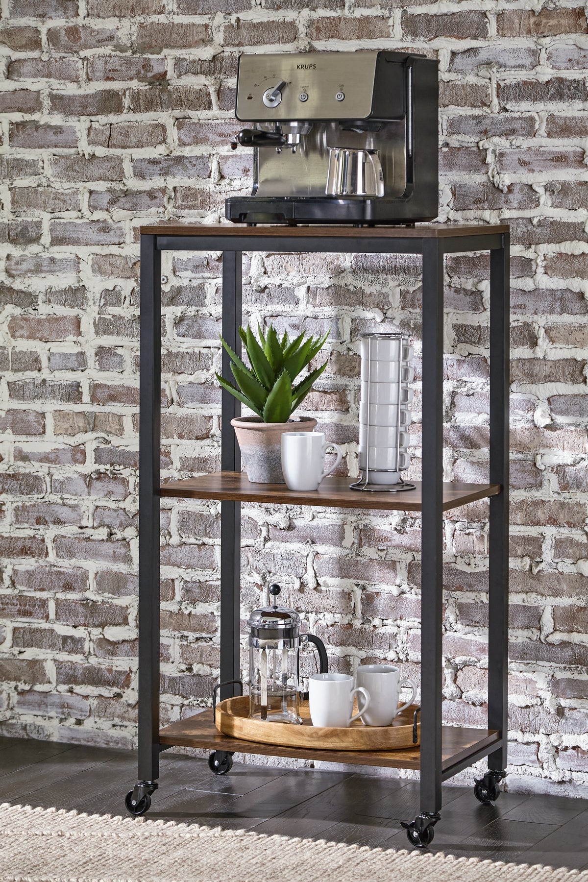 Prime Furniture - Ashley Furniture - Bevinfield Bar Cart - Bar Cart / Brown/Black - A4000394
