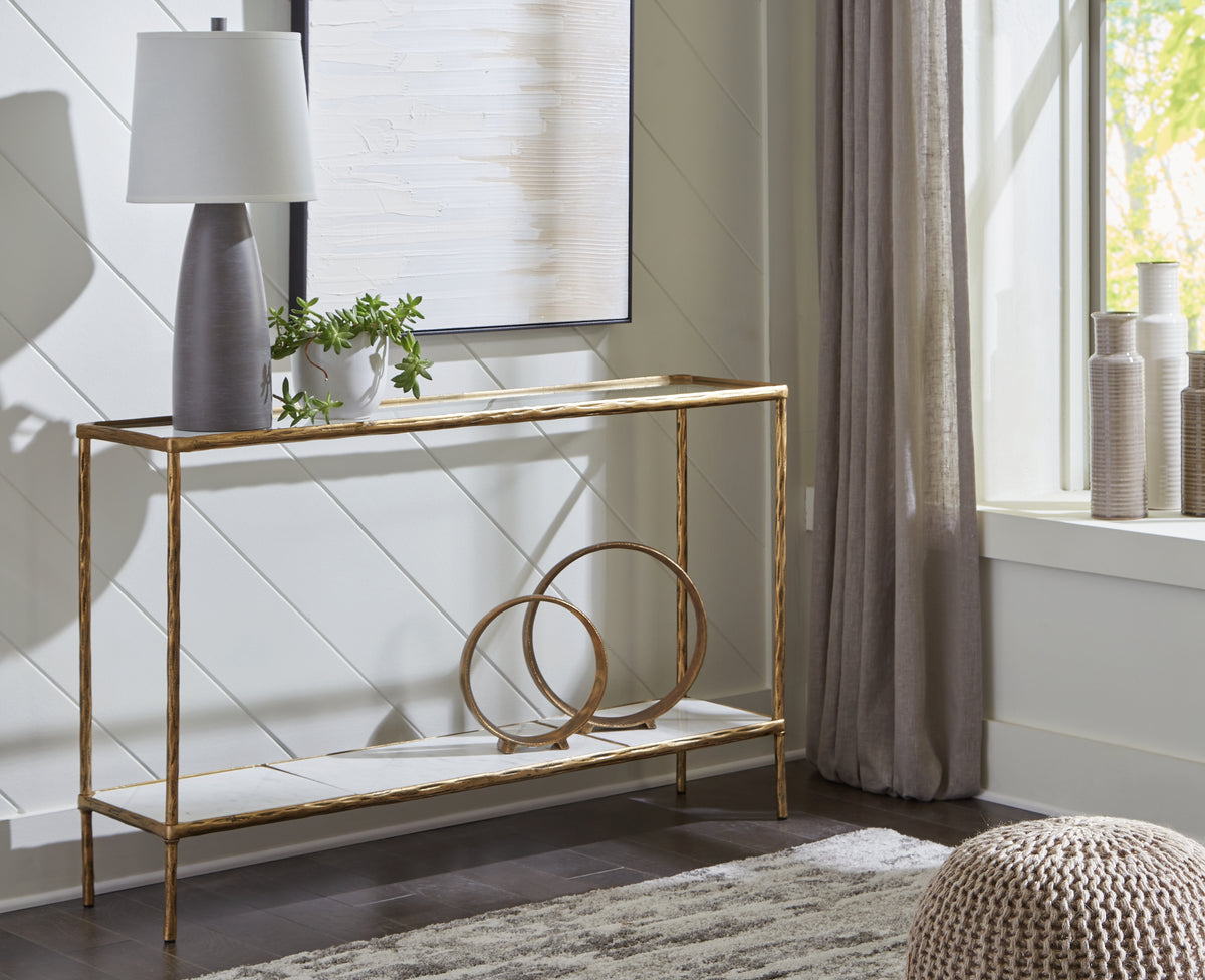 Prime Furniture - Ashley Furniture - Ryandale Console Sofa Table - Console Sofa Table / Antique Brass Finish - A4000443