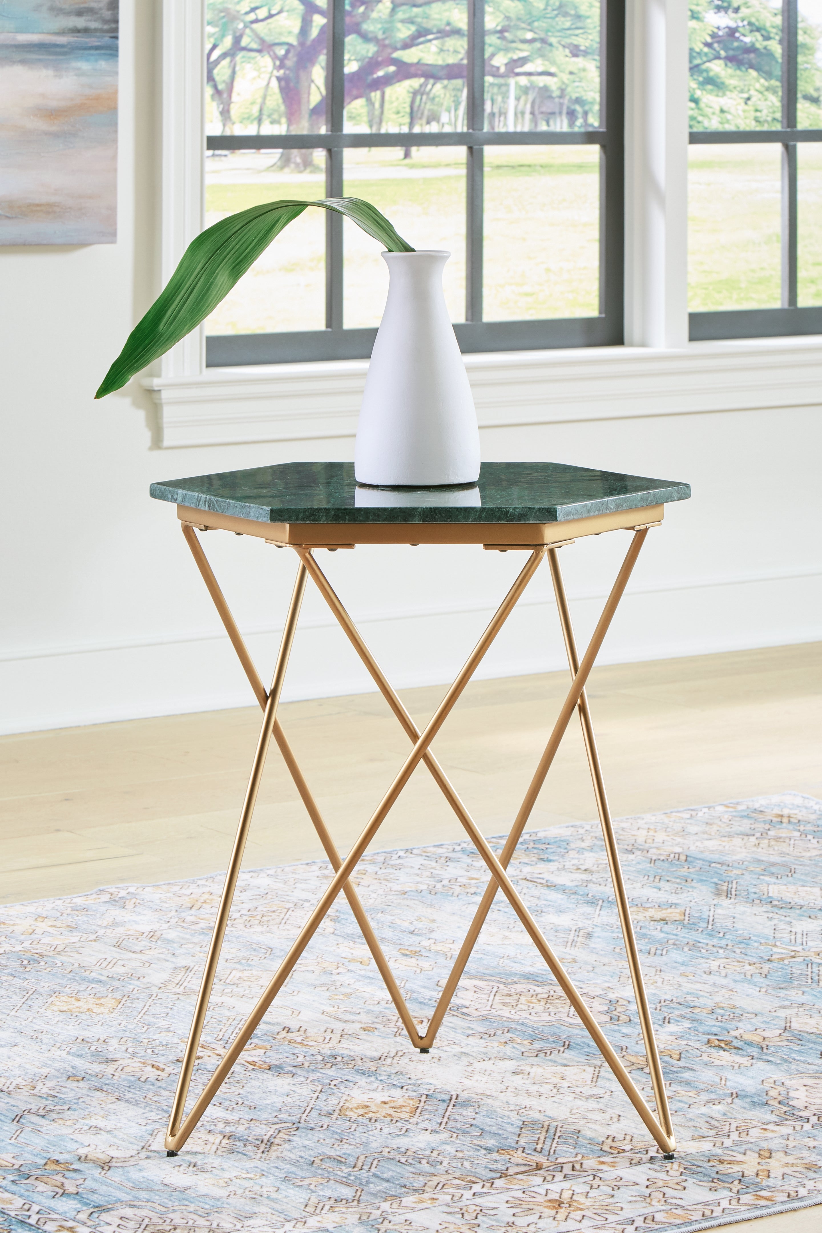 Prime Furniture - Ashley Furniture - Engelton Accent Table - Accent Table / Green/Gold - A4000526
