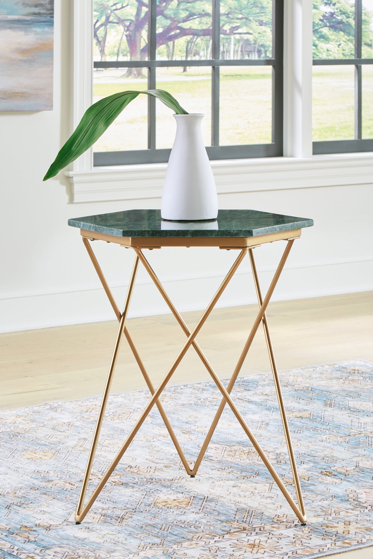 Prime Furniture - Ashley Furniture - Engelton Accent Table - Accent Table / Green/Gold - A4000526