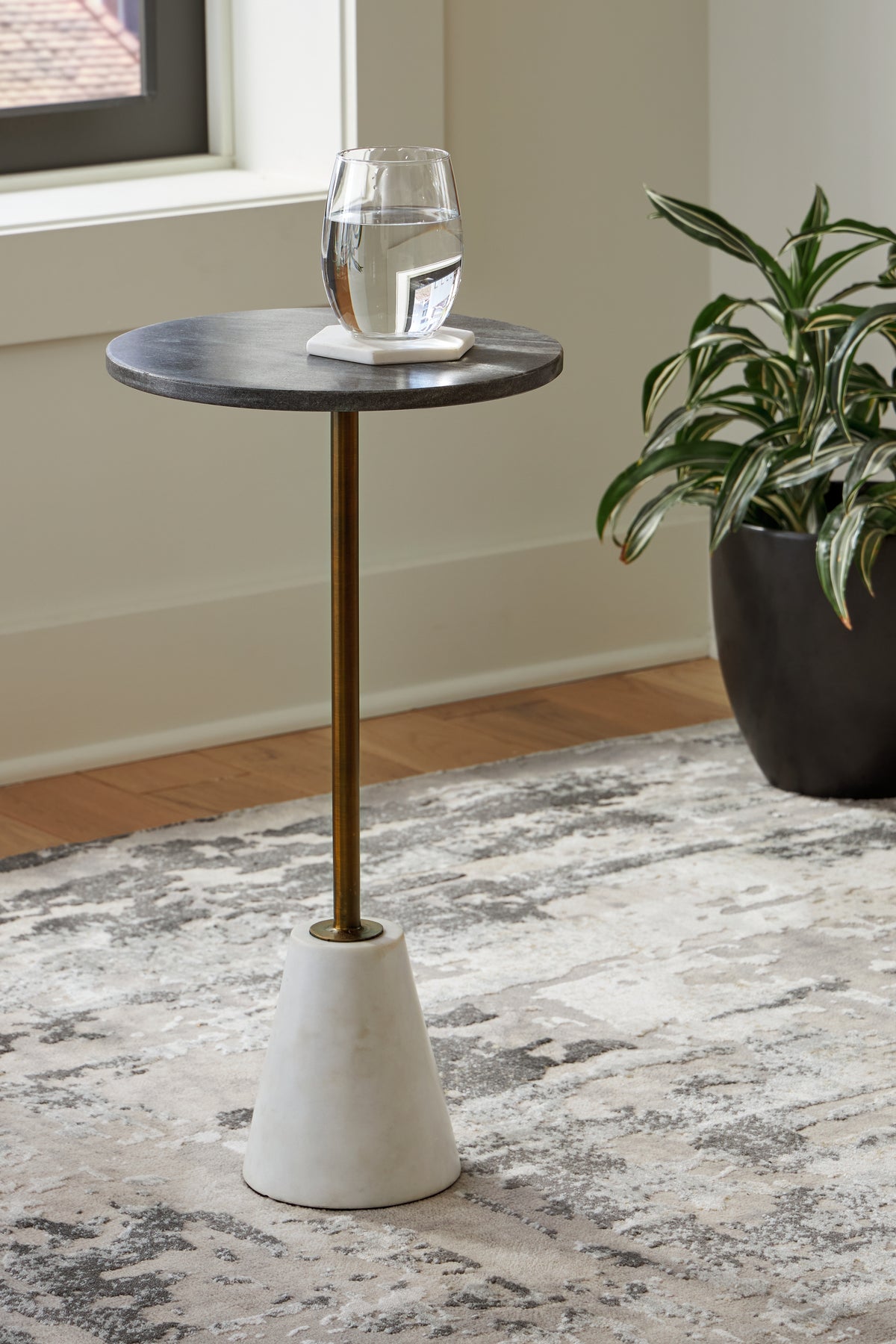 Prime Furniture - Ashley Furniture - Caramont Accent Table - Accent Table / Black/White/Gold Finish - A4000540