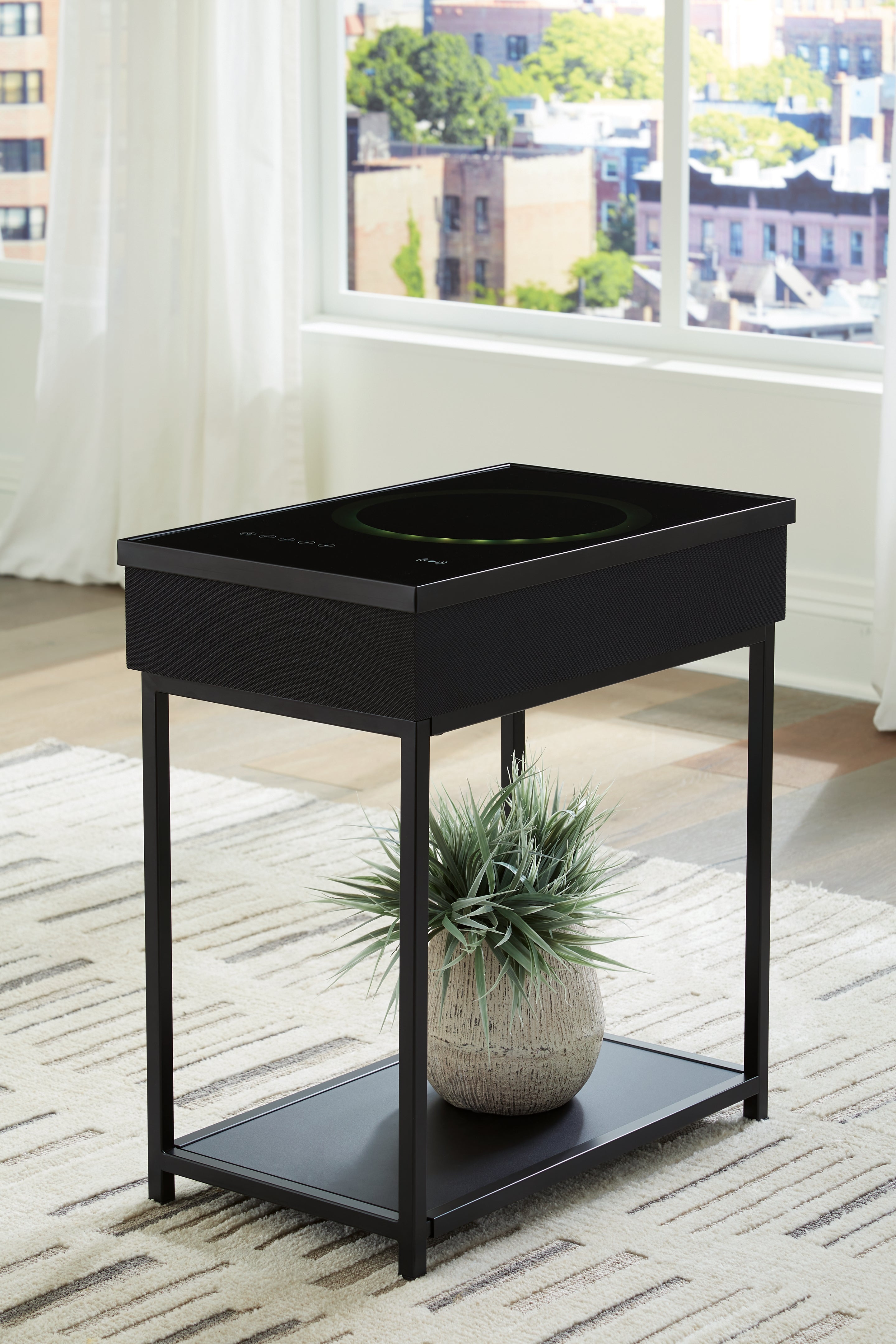 Prime Furniture - Ashley Furniture - Gemmet Accent Table with Speaker - Accent Table with Speaker / Black - A4000643