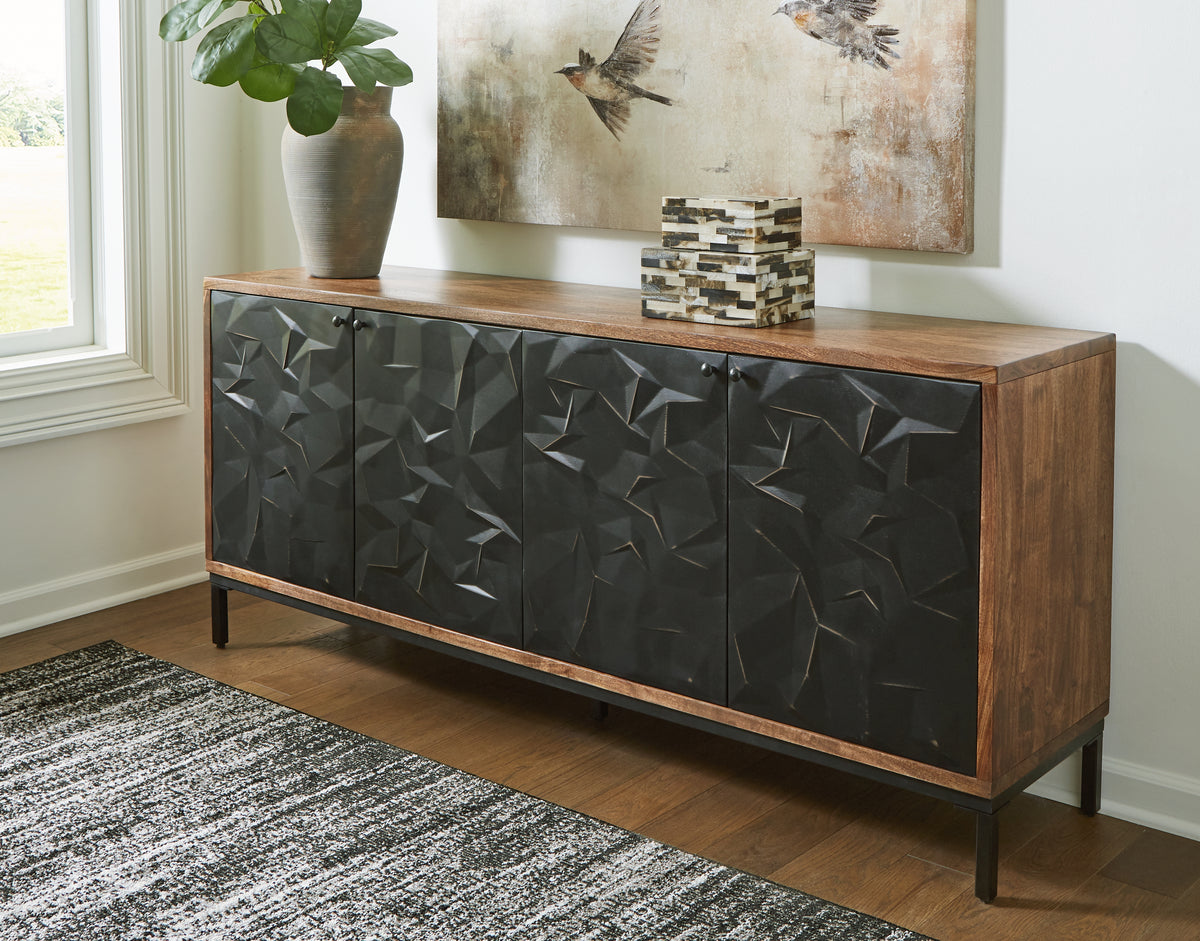 Prime Furniture - Ashley Furniture - Dorannby Accent Cabinet - Accent Cabinet / Black/Brown - A4000649