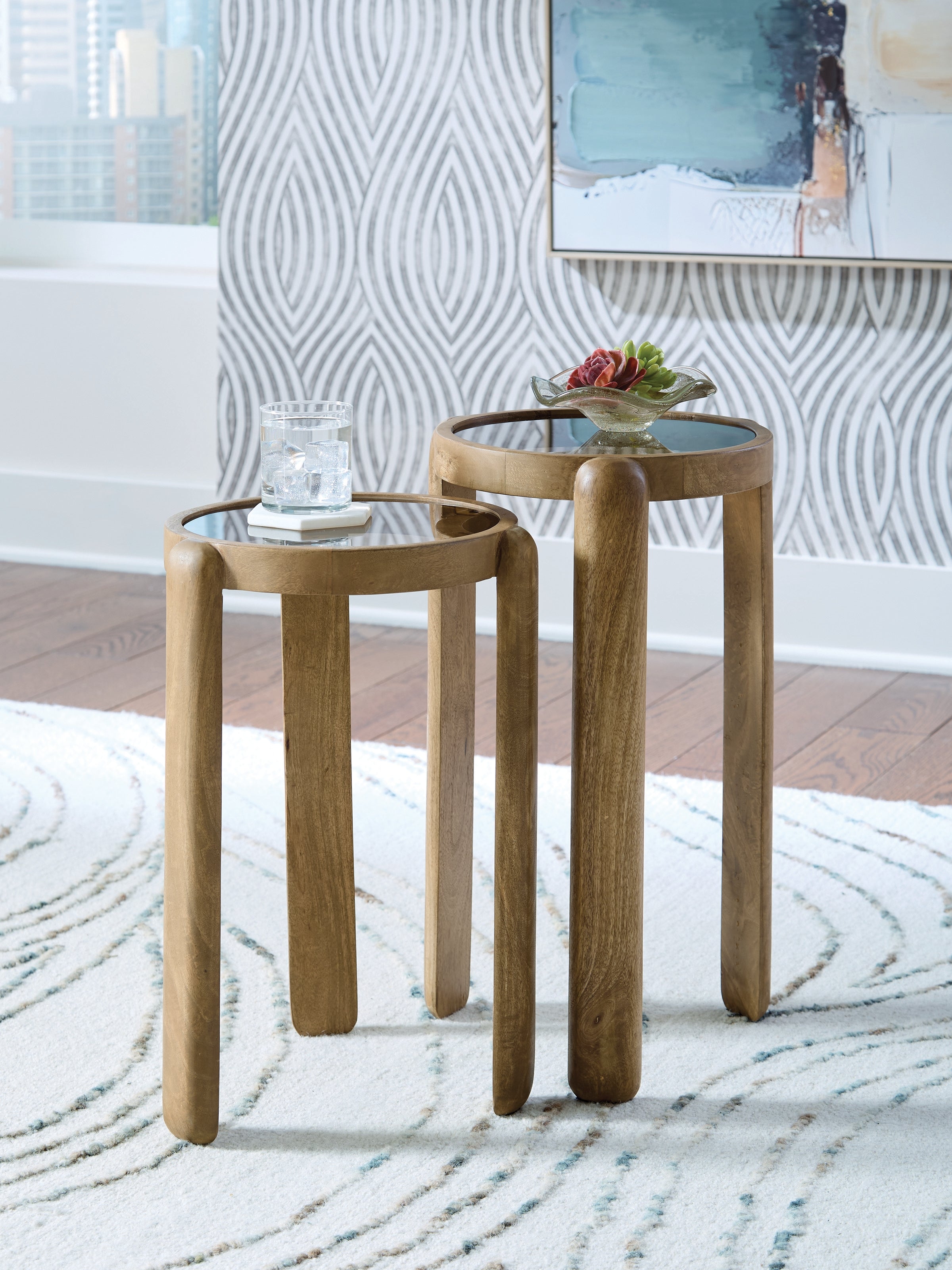 Prime Furniture - Ashley Furniture - Jossor Accent Table (Set of 2) - Accent Table Set (Set of 2) / Light Brown - A4000726