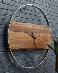 Prime Furniture - Ashley Furniture - Panchali Wall Decor - Wall Clock / Brown/Silver Finish - A8010198