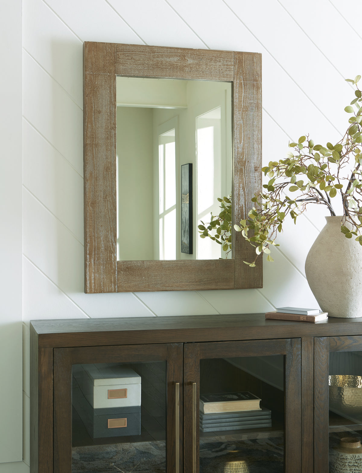 Prime Furniture - Ashley Furniture - Waltleigh Mirror - Accent Mirror / Distressed Brown - A8010277