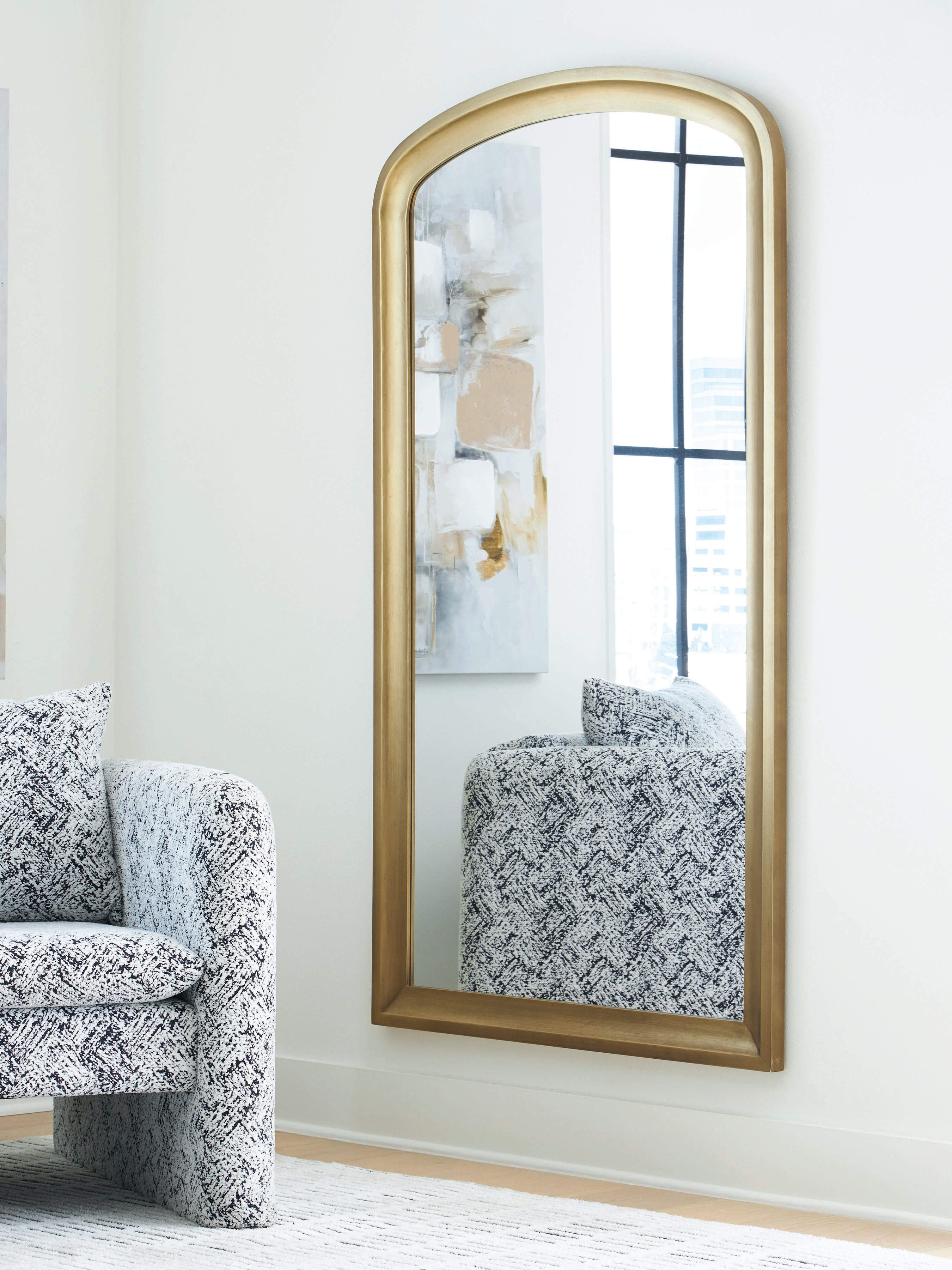 Prime Furniture - Ashley Furniture - Fintan Mirror - Floor Mirror / Gold Finish - A8010436