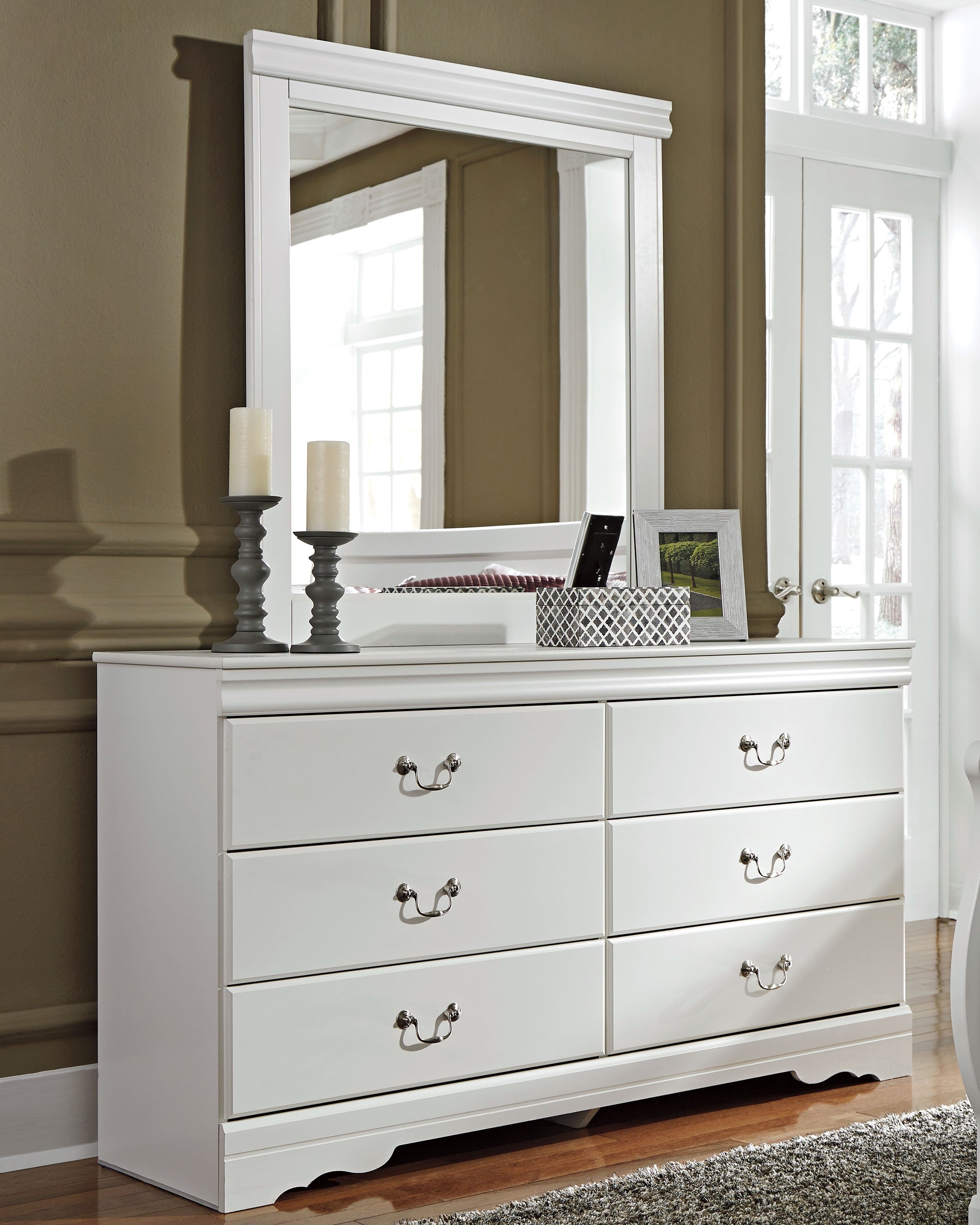Prime Furniture - Ashley Furniture - Anarasia Bedroom - Dresser and Mirror / White - B129B3