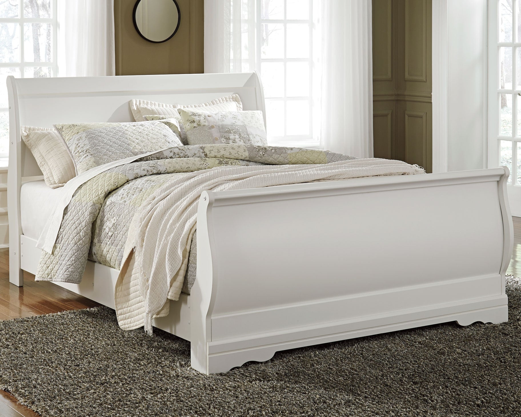 Prime Furniture - Ashley Furniture - Anarasia Bedroom - Queen Sleigh Bed / White - B129B4