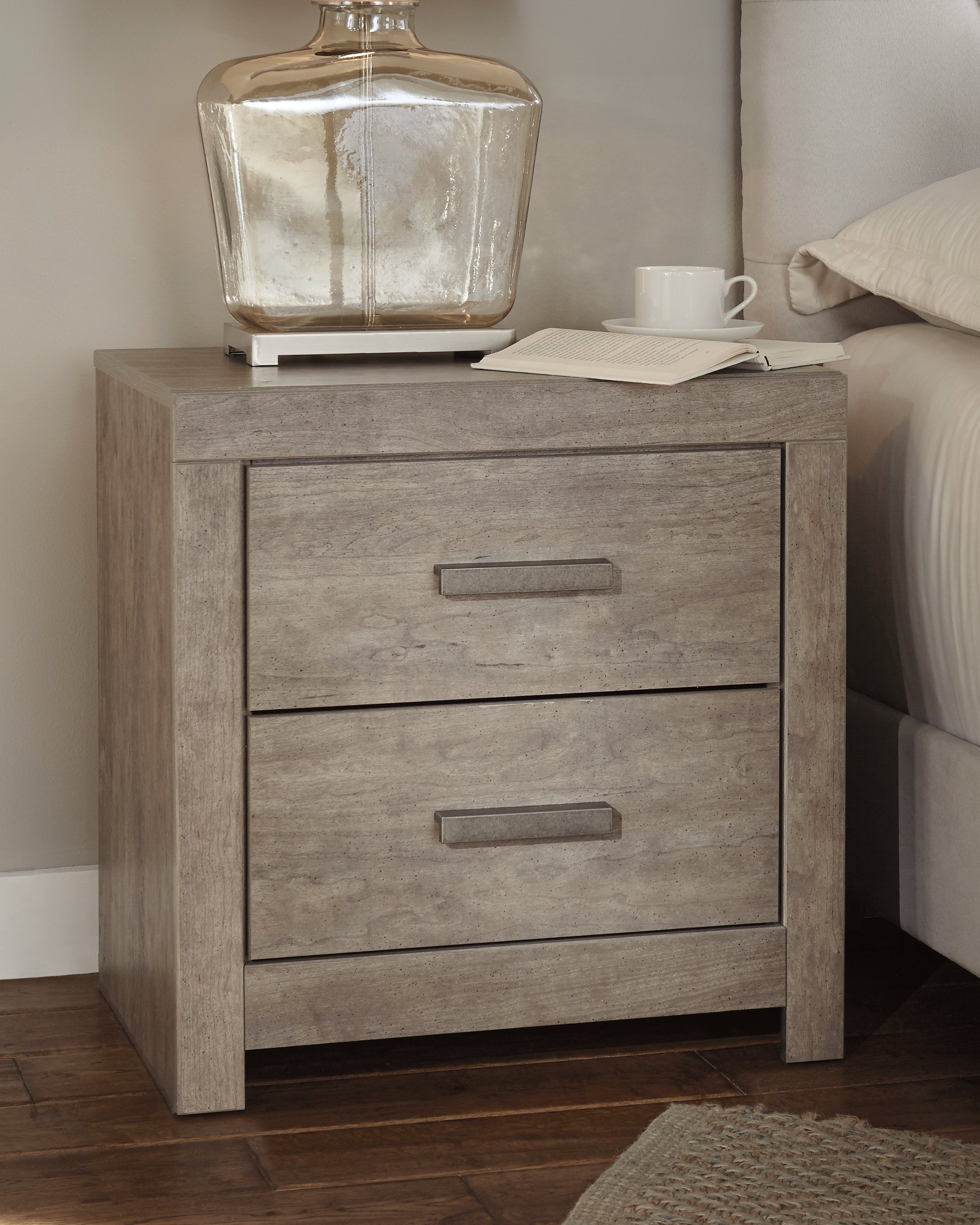 Prime Furniture - Ashley Furniture - Culverbach Bedroom - Two Drawer Night Stand / Gray - B070-92