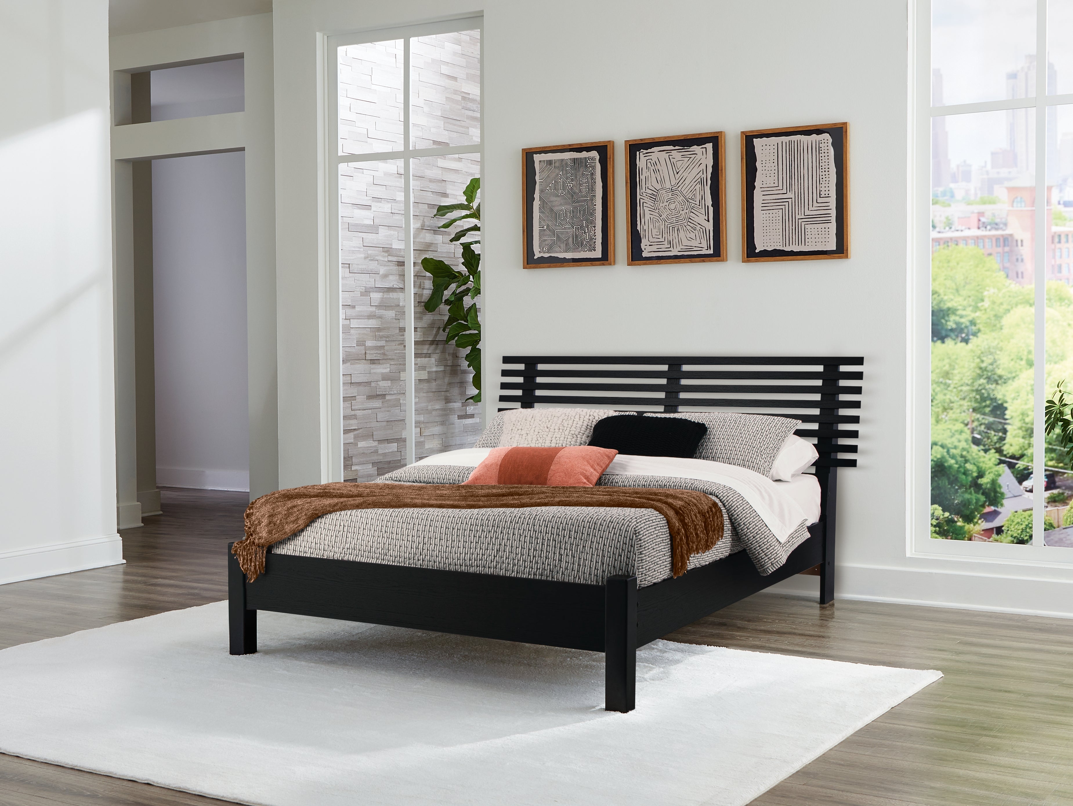 Prime Furniture - Ashley Furniture - Danziar Bedroom - Full Slat Panel Bed / Black - B1013B19