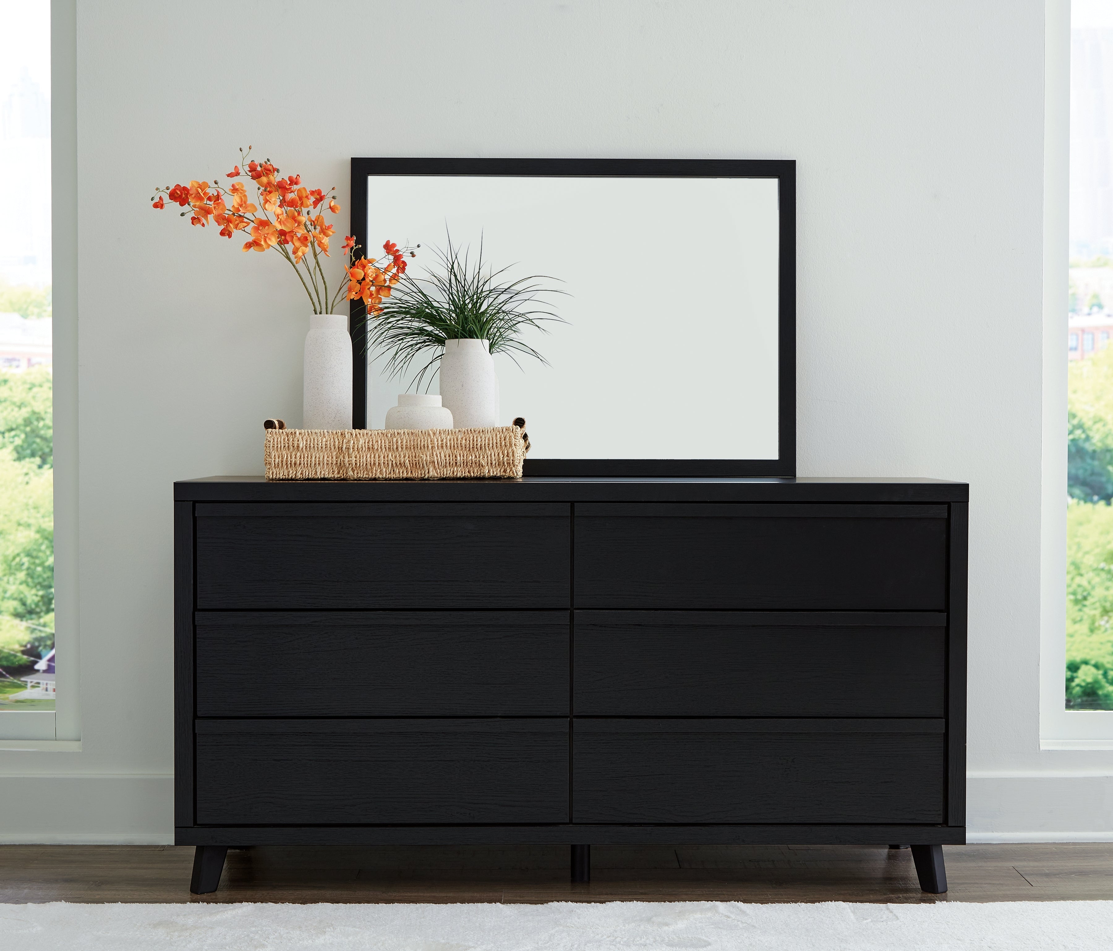 Prime Furniture - Ashley Furniture - Danziar Bedroom - Dresser and Mirror / Black - B1013B11