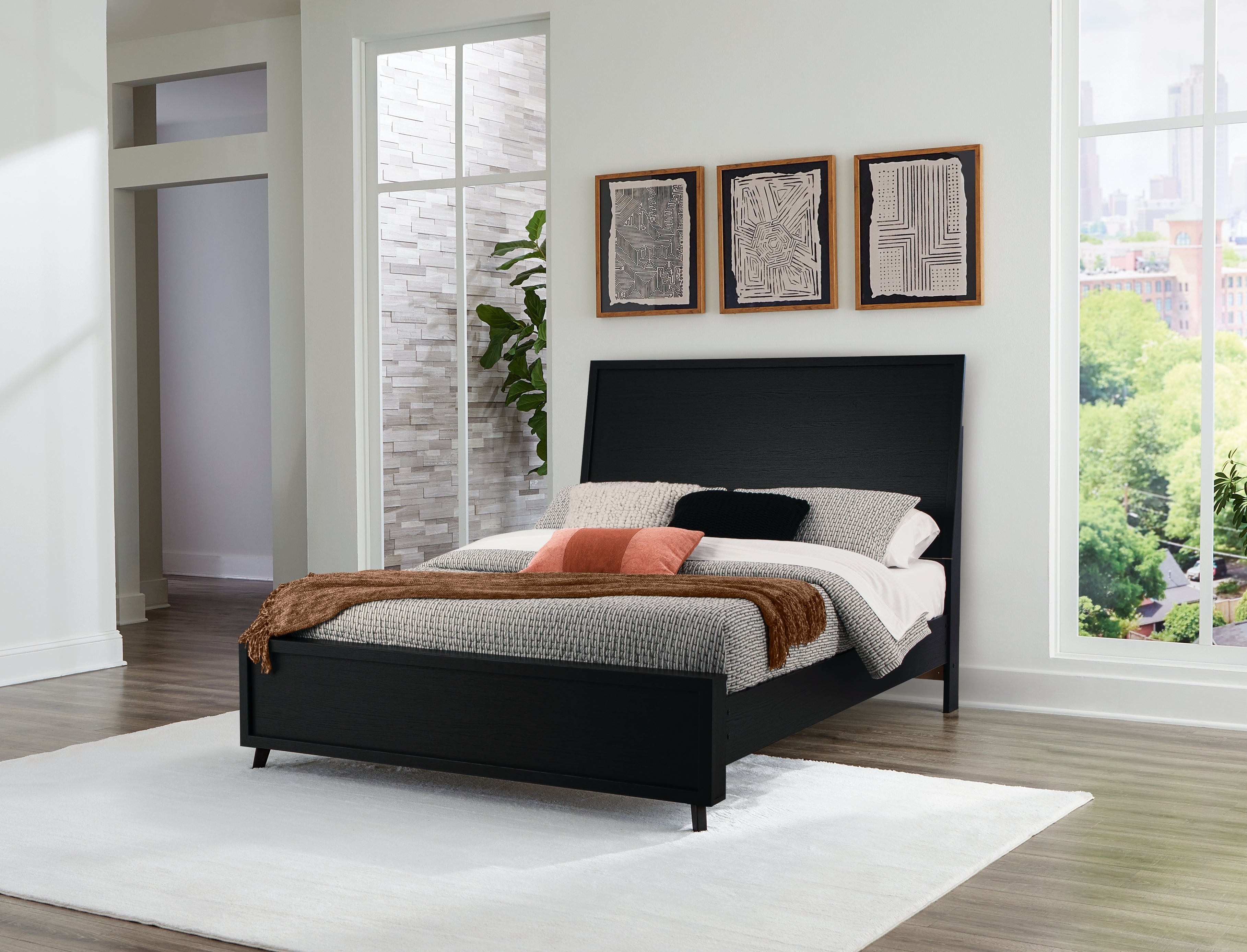Prime Furniture - Ashley Furniture - Danziar Bedroom - Queen Panel Bed / Black - B1013B2