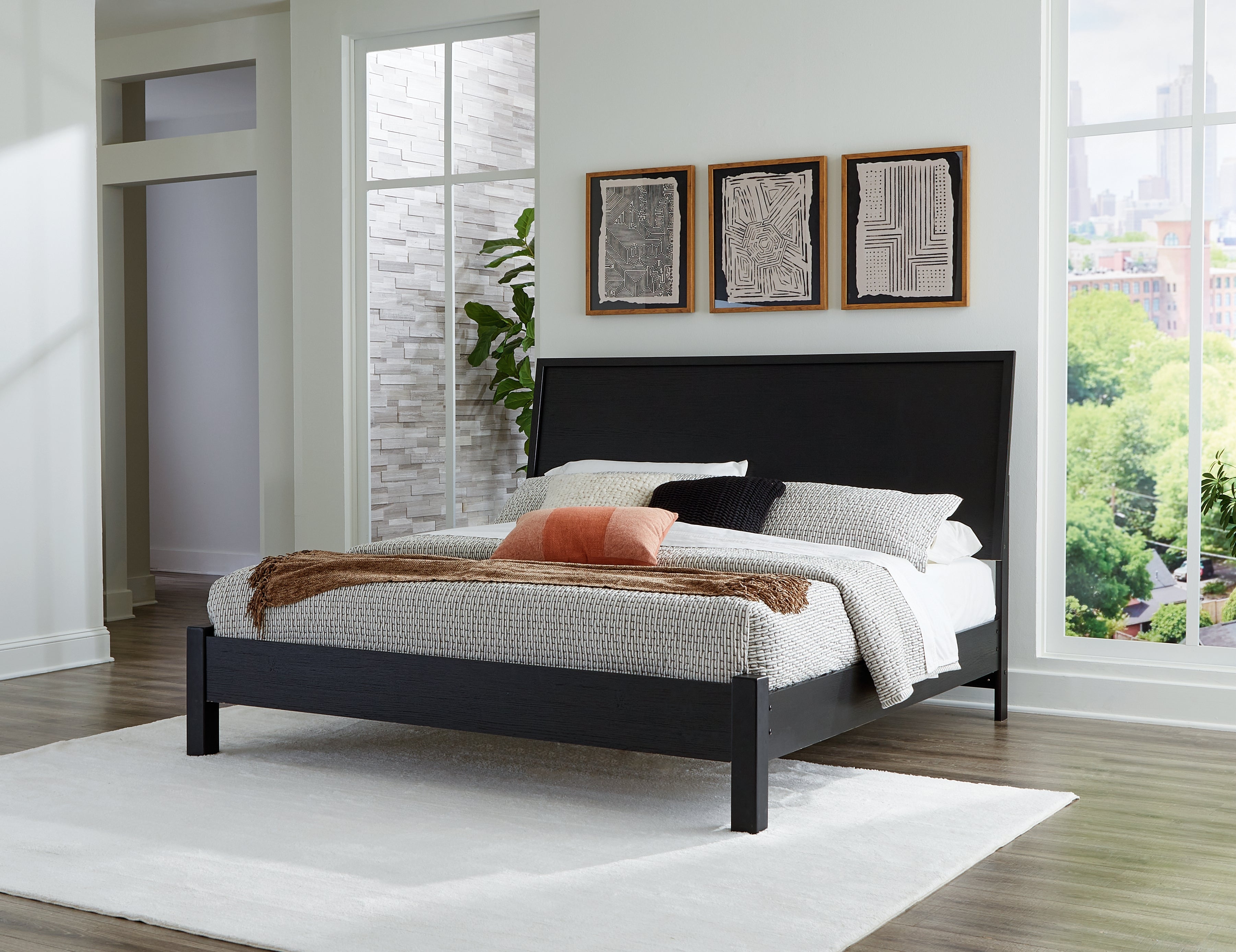 Prime Furniture - Ashley Furniture - Danziar Bedroom - King Panel Bed / Black - B1013B10