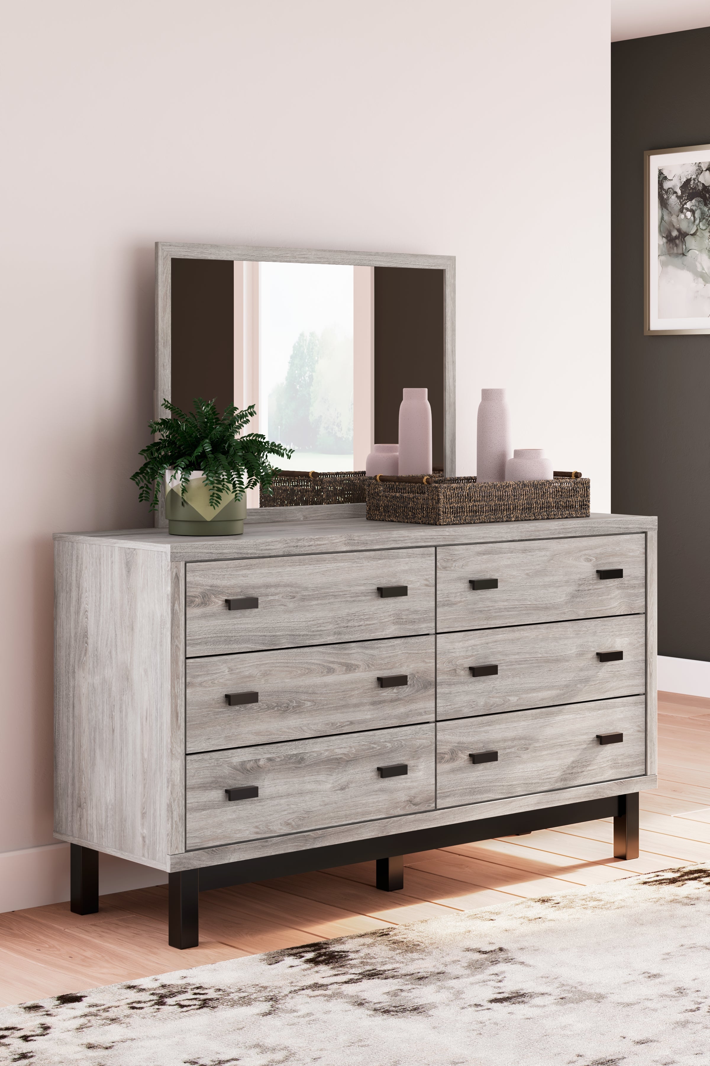 Prime Furniture - Ashley Furniture - Vessalli Bedroom - Dresser and Mirror / Gray - B1036B1