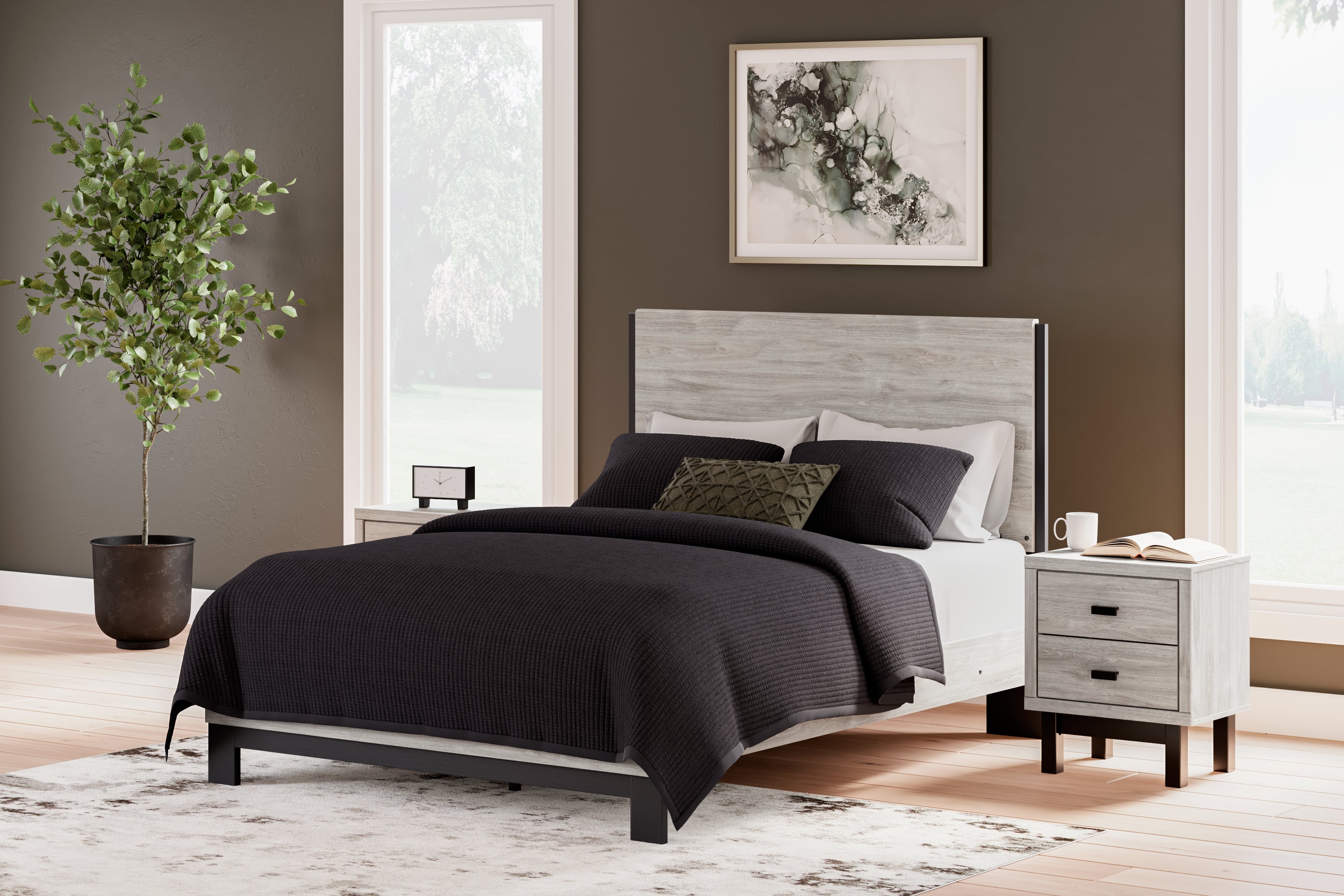 Prime Furniture - Ashley Furniture - Vessalli Bedroom - Queen Panel Bed / Gray - B1036B2