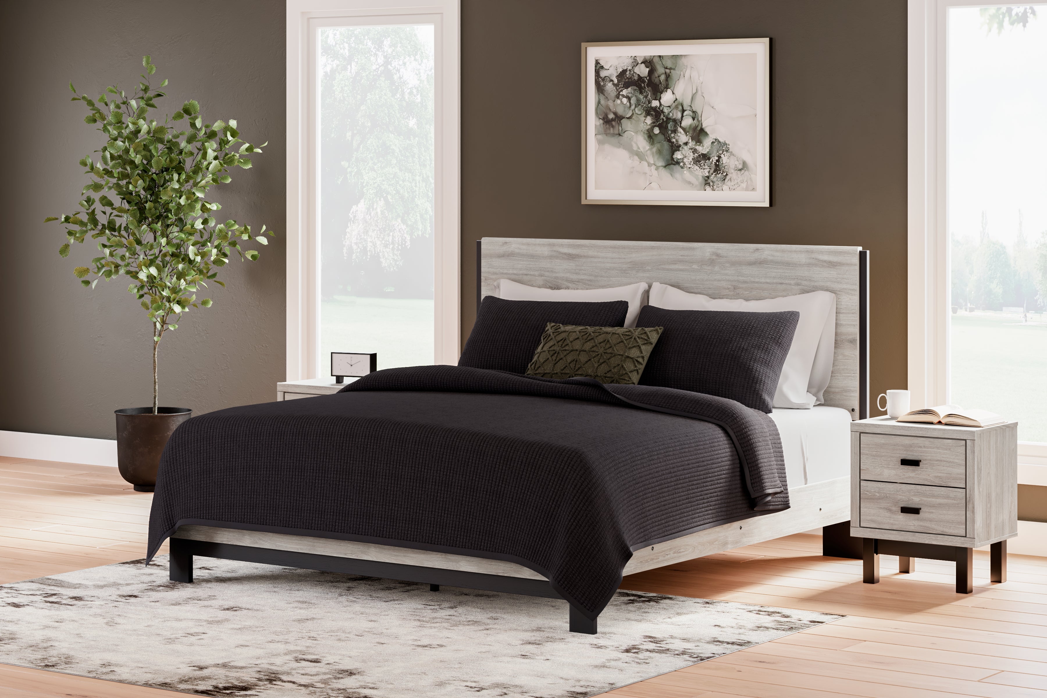 Prime Furniture - Ashley Furniture - Vessalli Bedroom - King Panel Bed / Gray - B1036B7