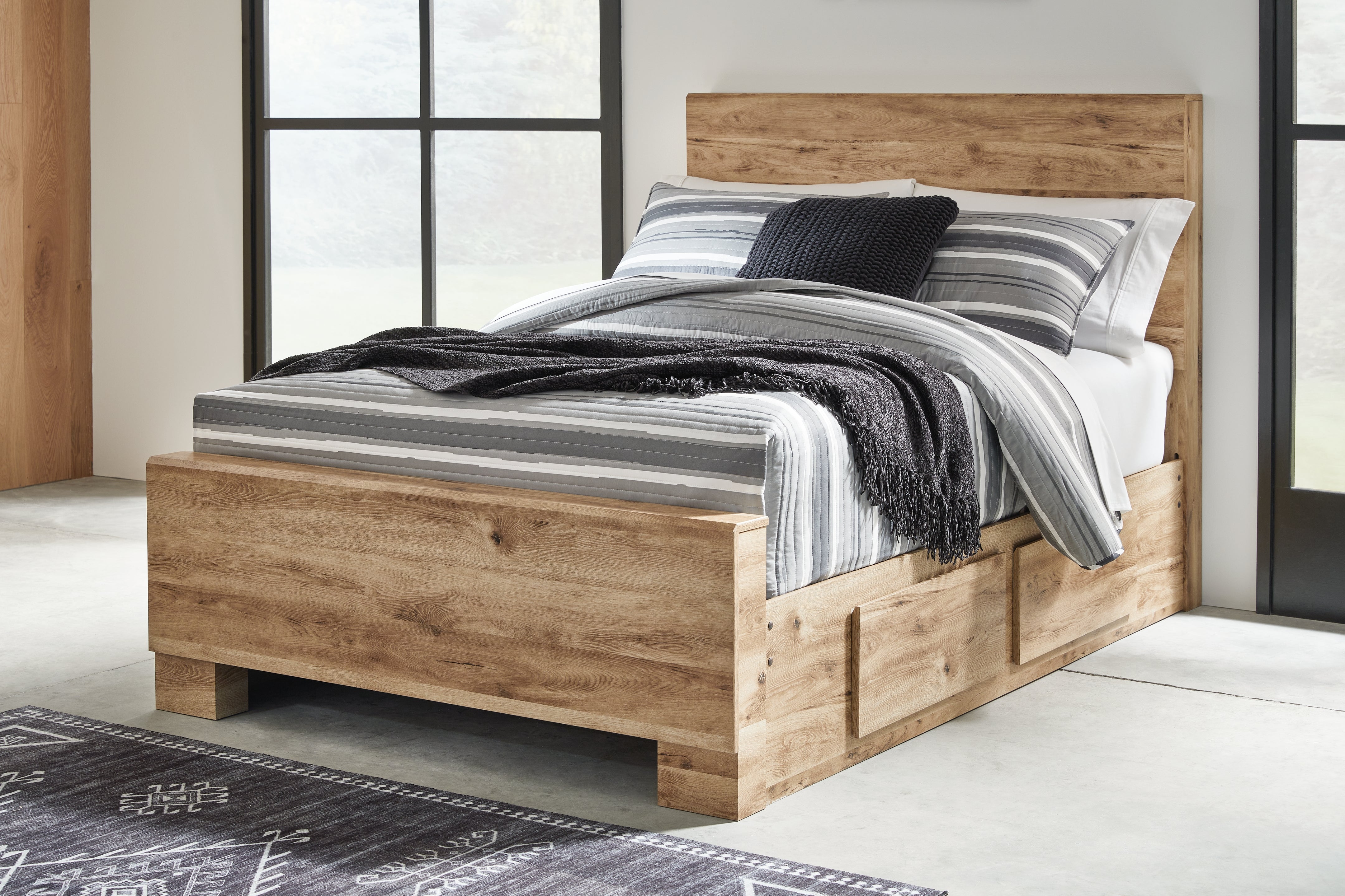 Prime Furniture - Ashley Furniture - Hyanna Bedroom - Full Panel Bed with 2 Side Storage / Tan Brown - B1050B29