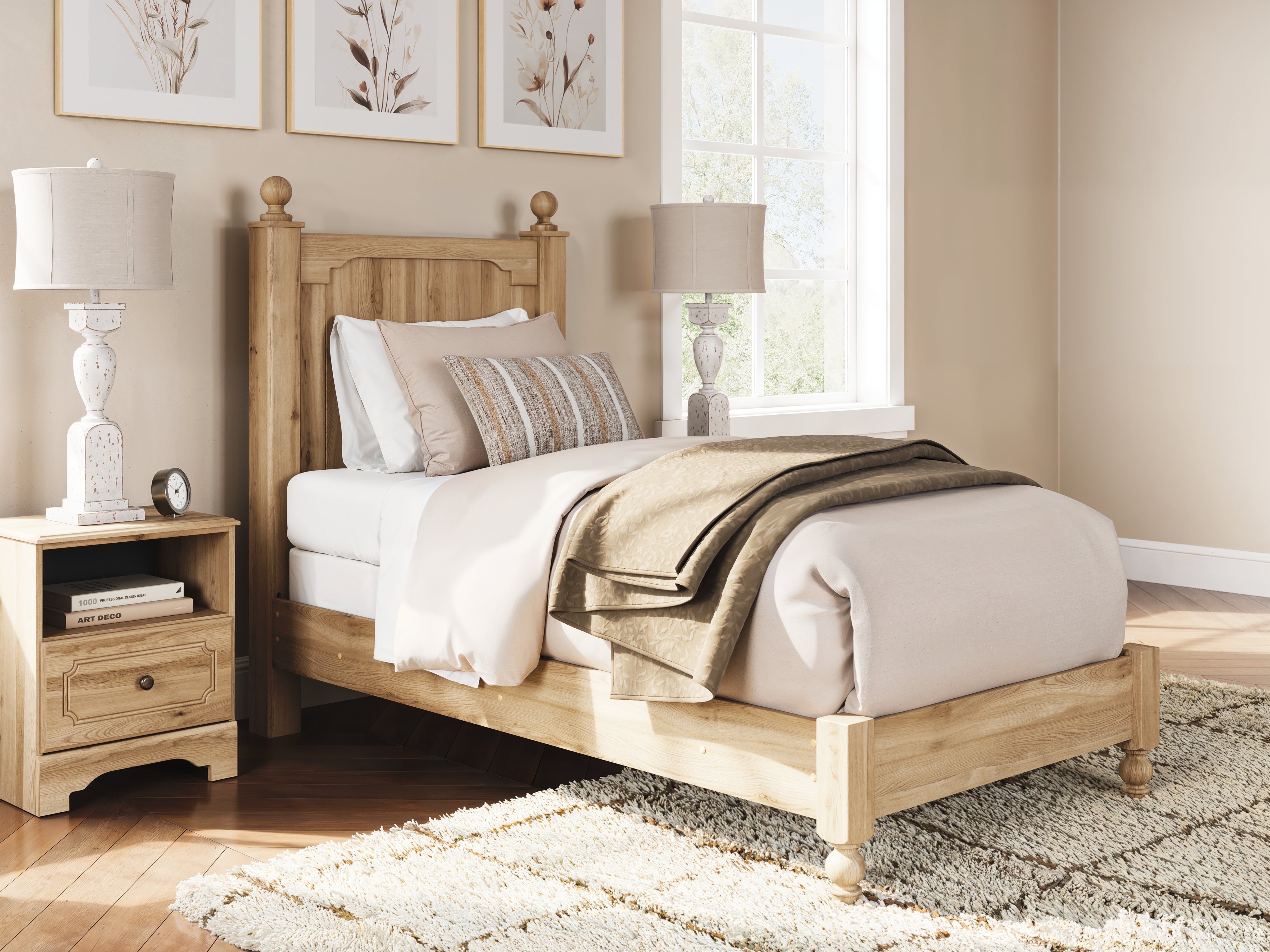 Prime Furniture - Ashley Furniture - Aleaport Bedroom - Twin Panel Bed / Warm Brown - PCB1075B2