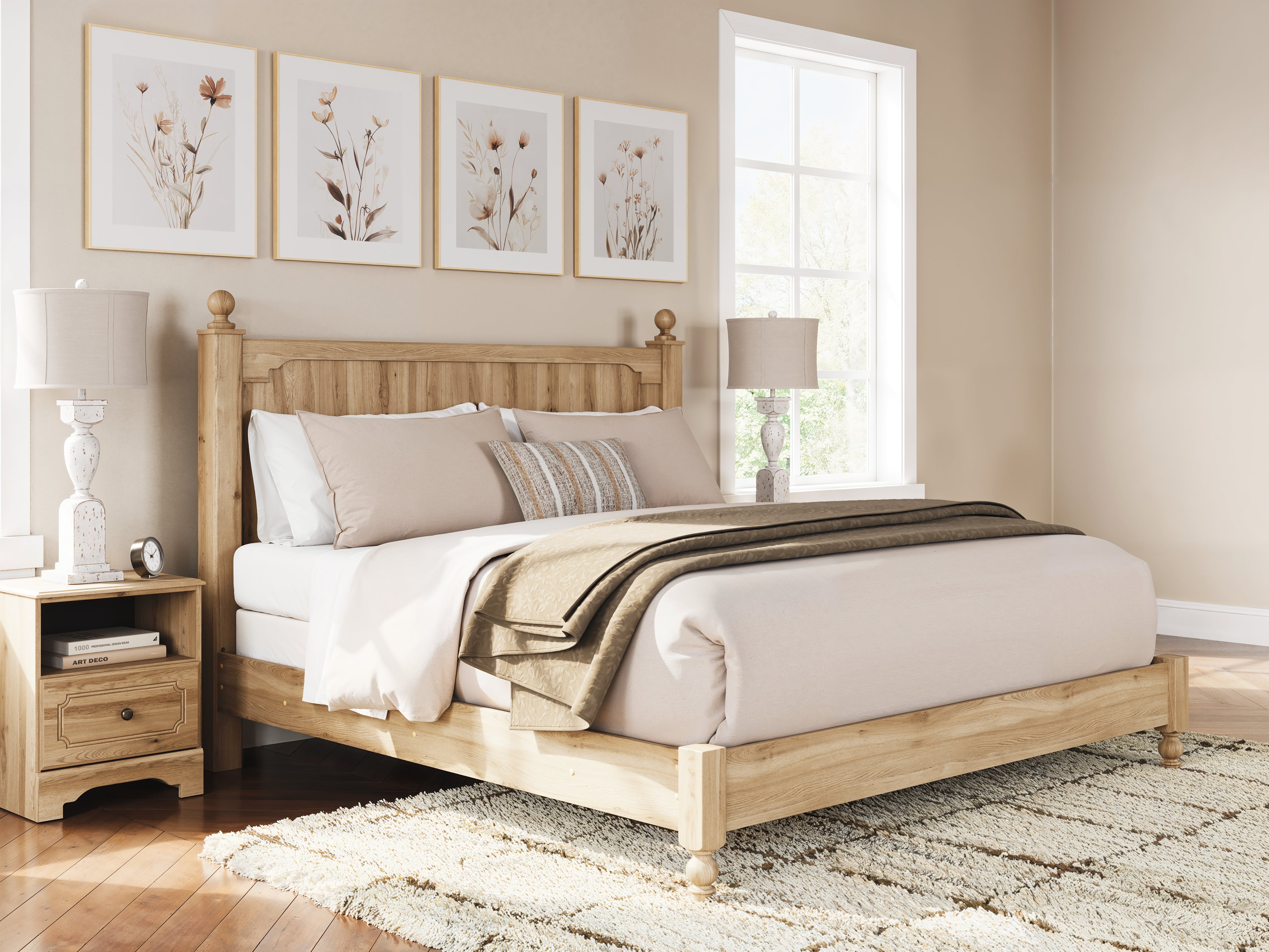 Prime Furniture - Ashley Furniture - Aleaport Bedroom - King Panel Bed / Warm Brown - PCB1075B8